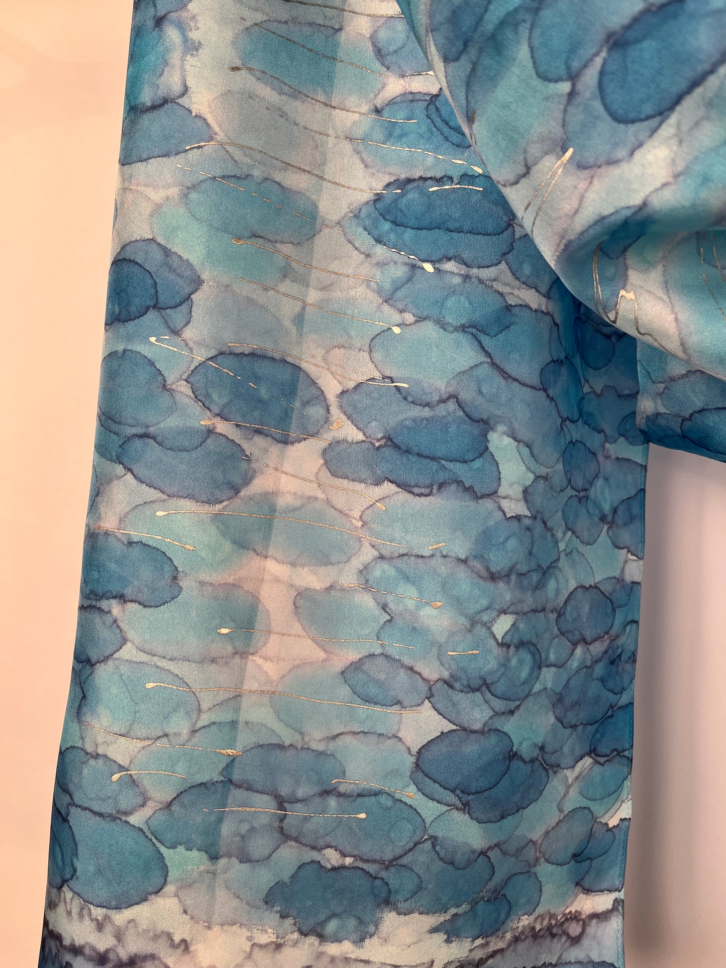 “Moonbeams on the Water" - Hand-Dyed Silk Scarf - $140