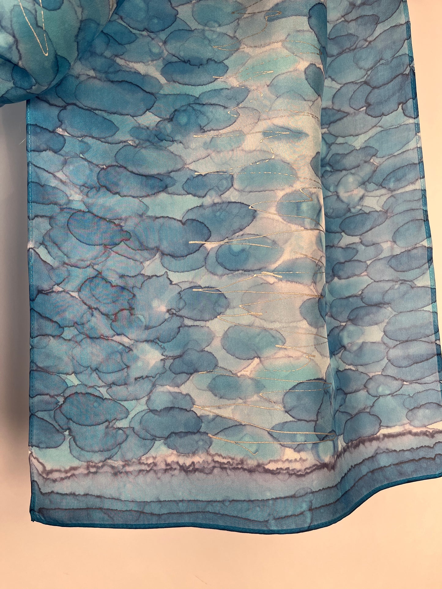 “Moonbeams on the Water" - Hand-Dyed Silk Scarf - $140