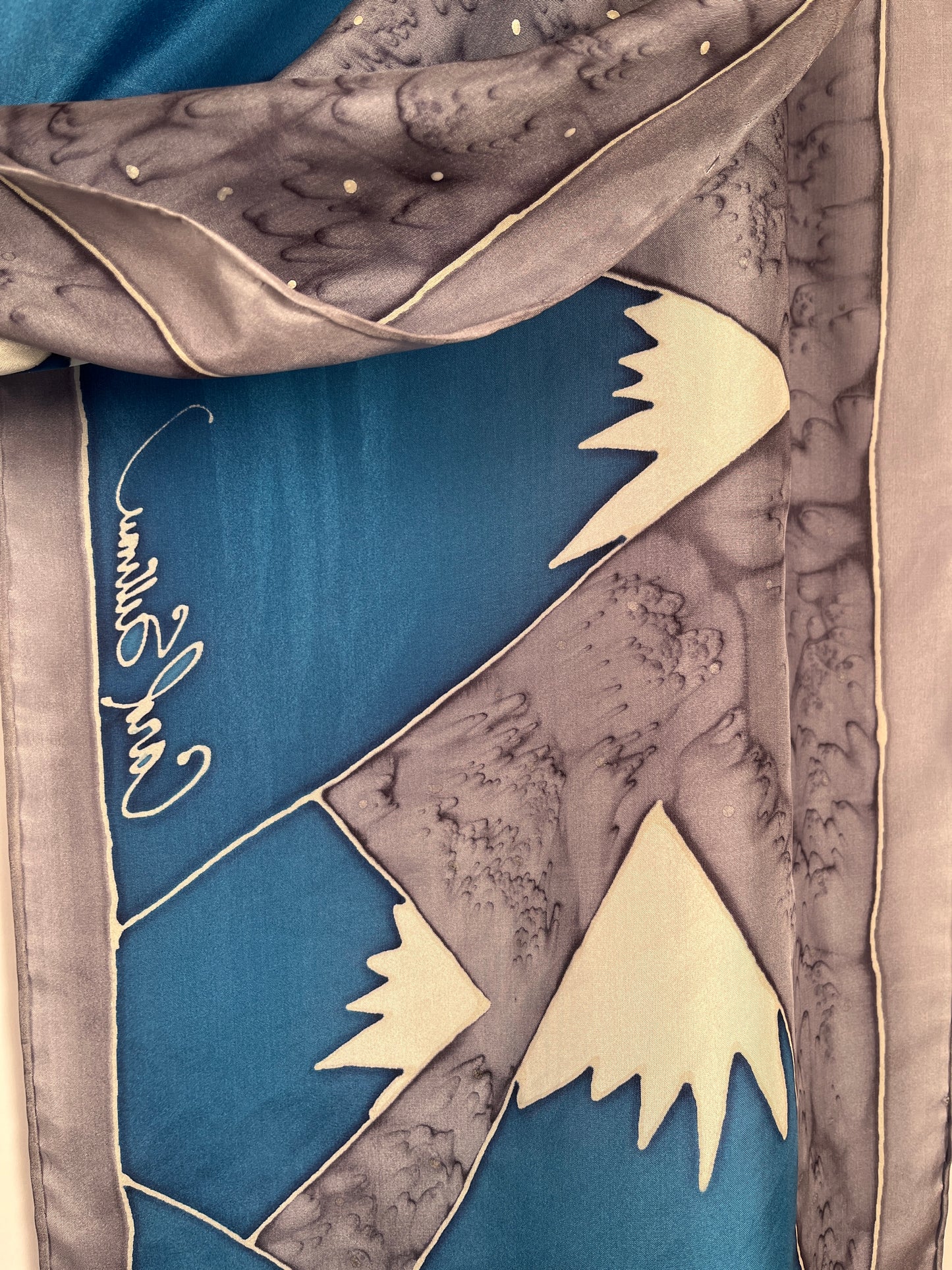 “Crown of Winter” - Hand-dyed Silk Scarf - $130