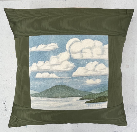“Mountain Lake View” - Silk Accent Pillow - $145