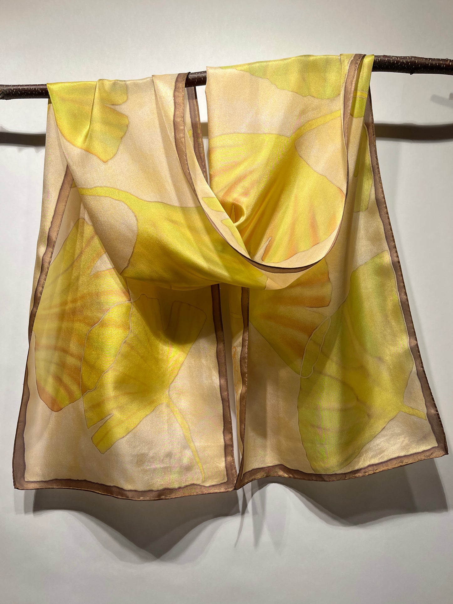 “Great Golden Gingko" - Hand-dyed Silk Scarf - $125