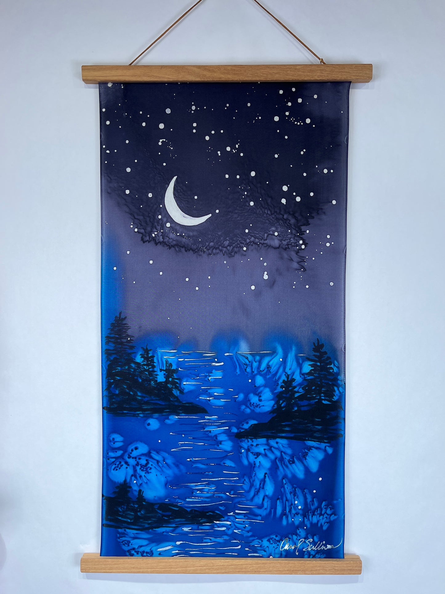 “Evening at the Coast” - Hand-dyed Silk Wall Hanging - $145