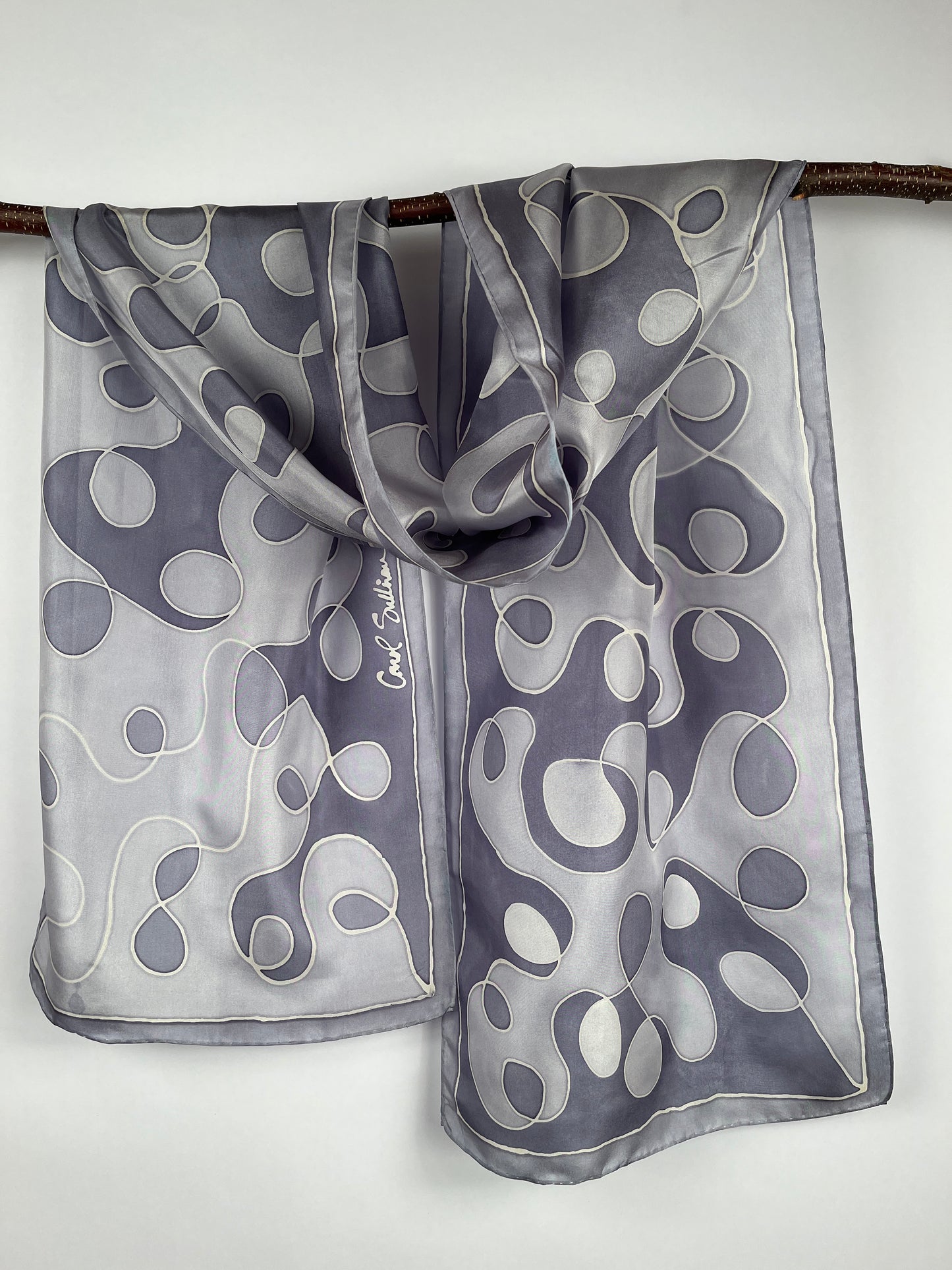 “Neutral Noodling” - Hand-dyed Silk Scarf - $125