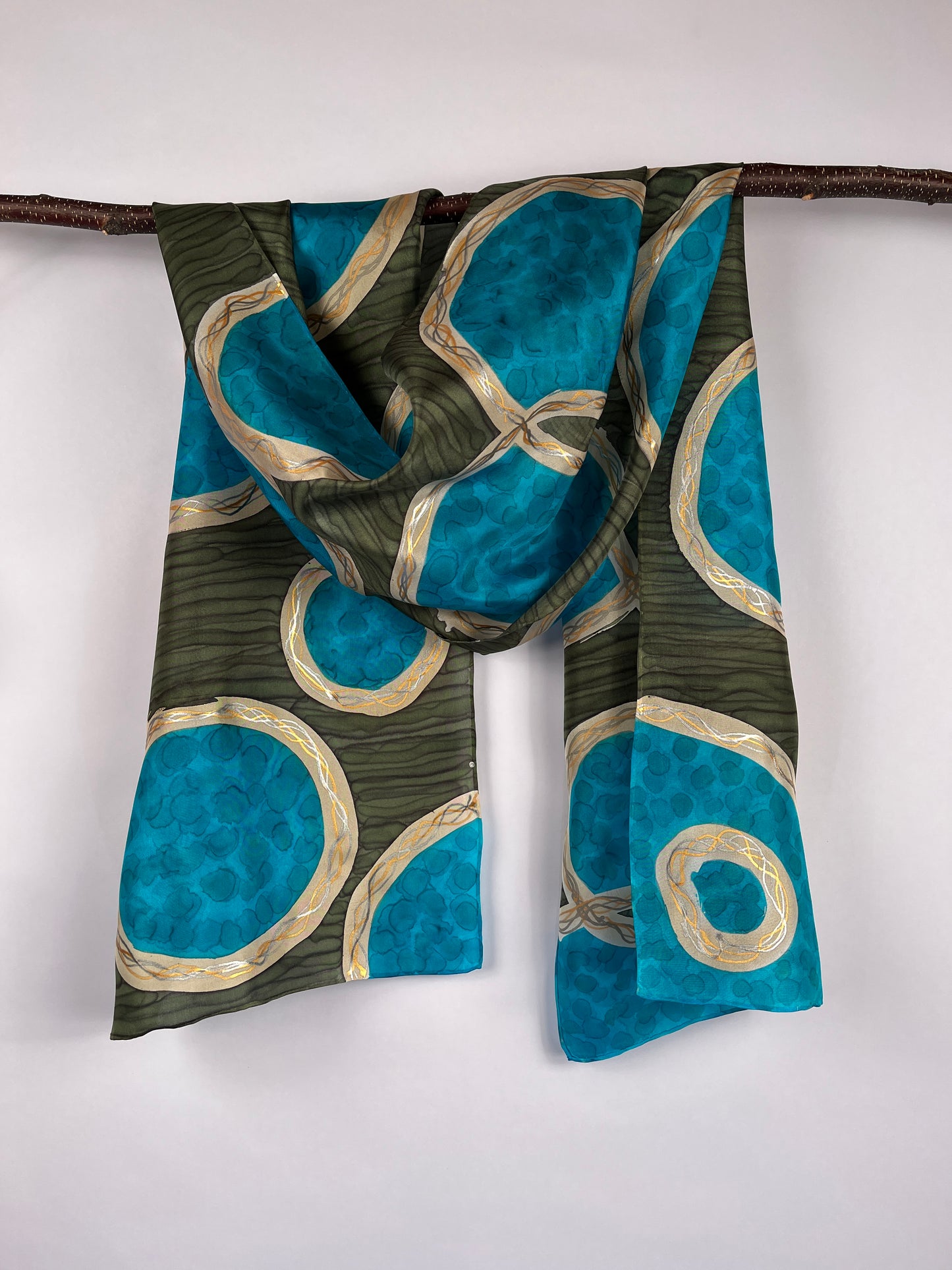 “Turquoise in the Wild" - Hand-dyed Silk Scarf - $125