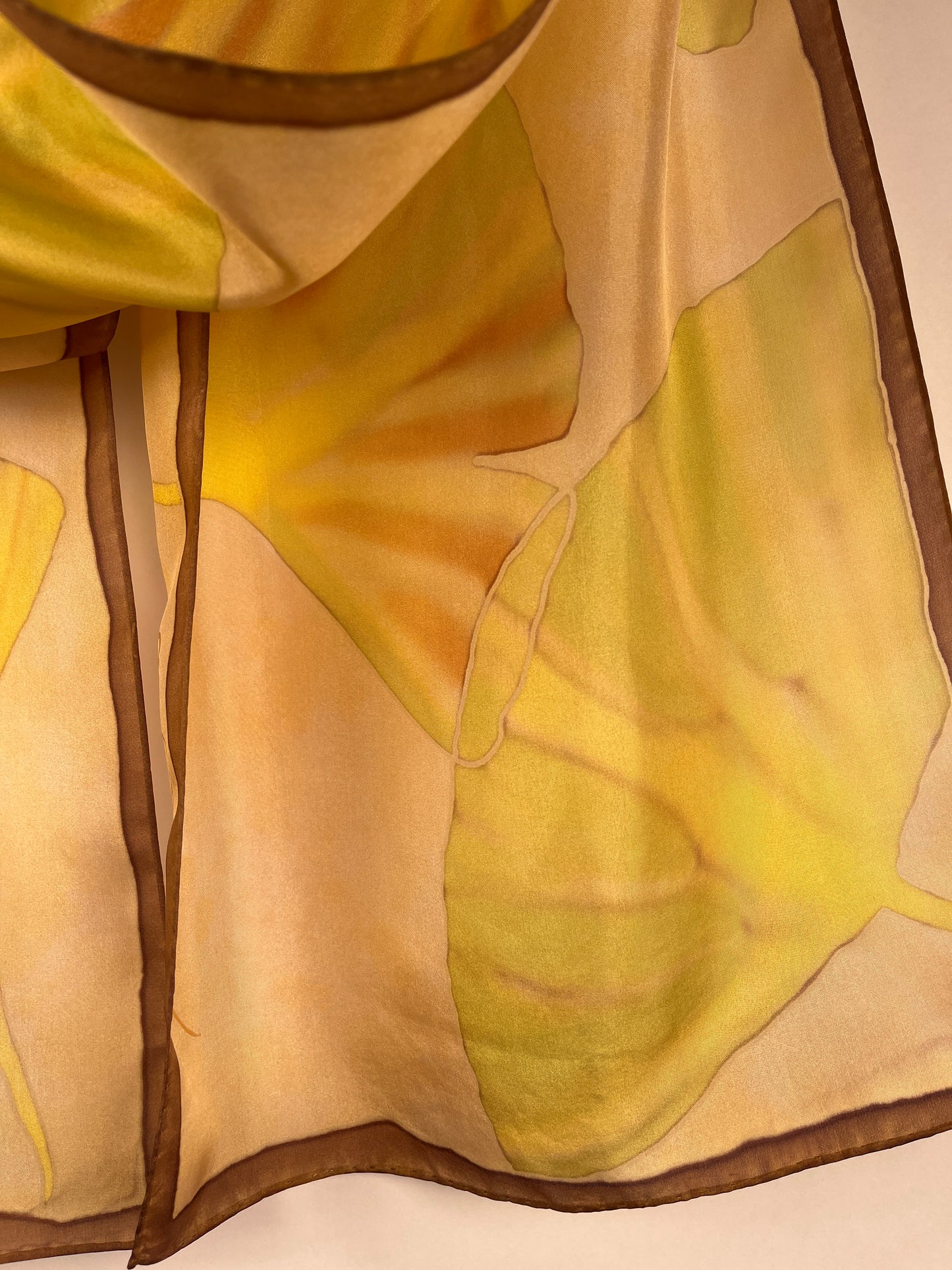 “Great Golden Gingko" - Hand-dyed Silk Scarf - $125