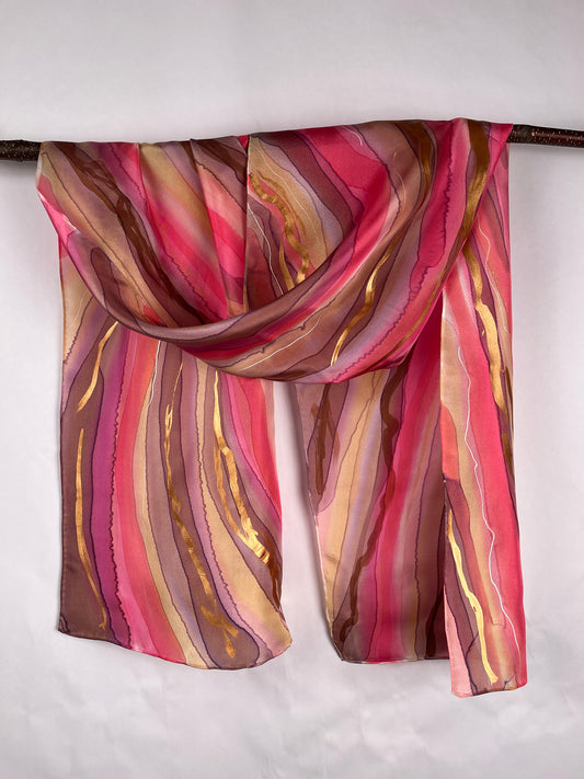 “Rose Quartz" - Hand-dyed Silk Scarf - $125