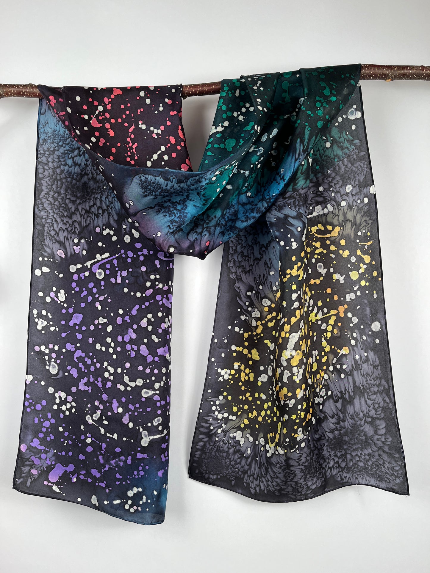 “Four Nebulas” - Hand-dyed Silk Scarf - $125