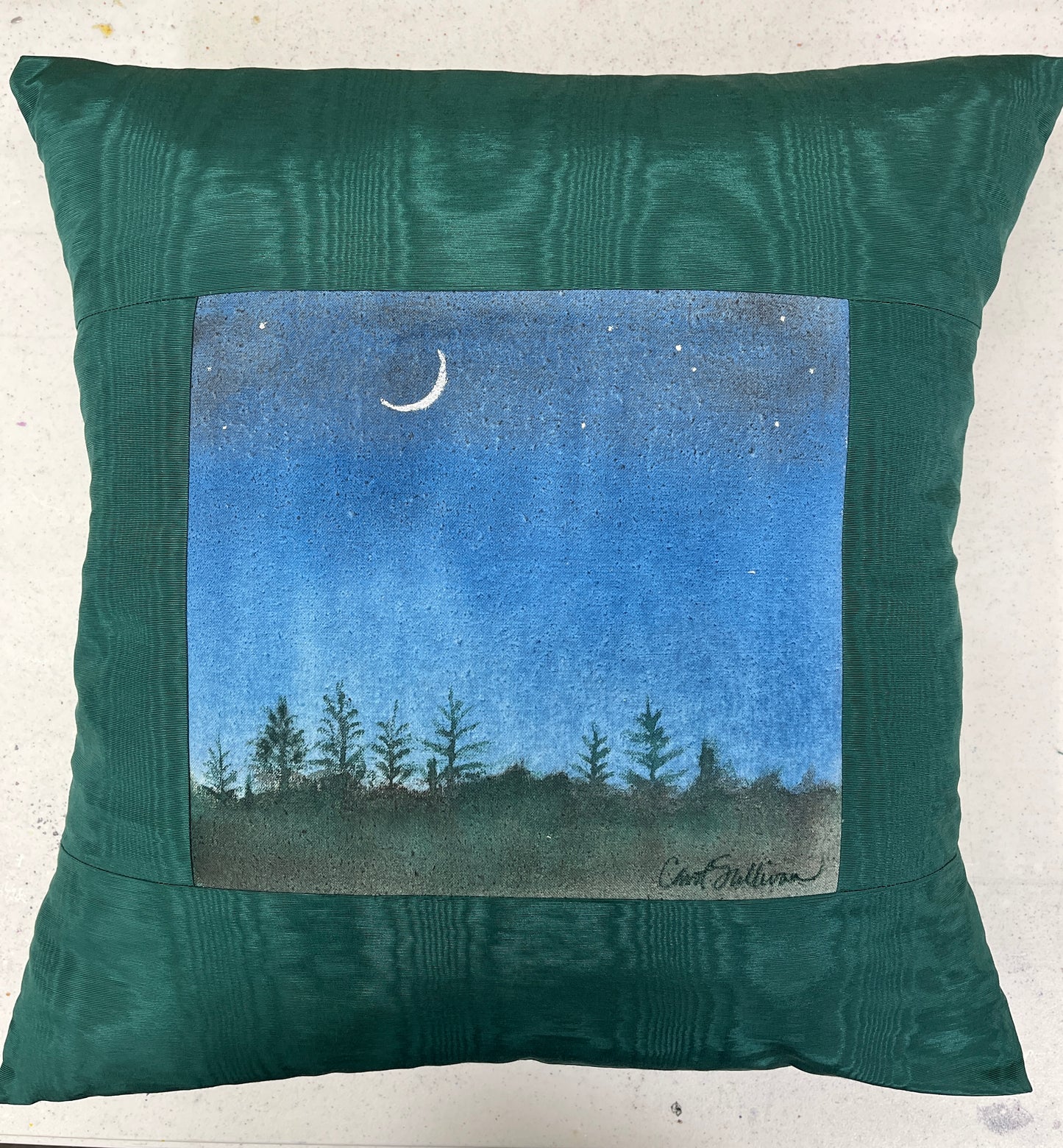 “Crescent Moon” - Silk Accent Pillow - $145