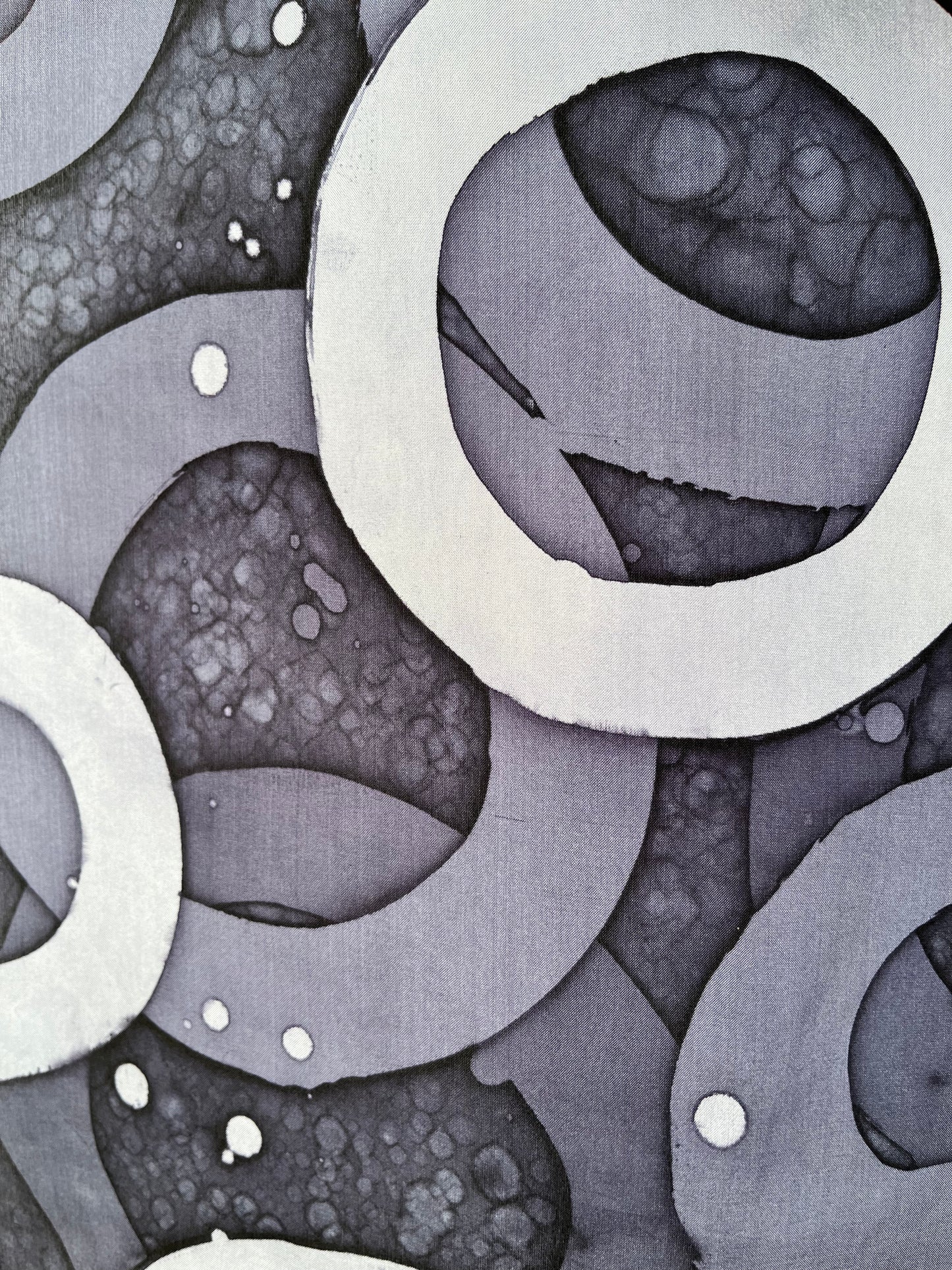 "Circles of Gray" - Hand-dyed Silk Scarf - $125