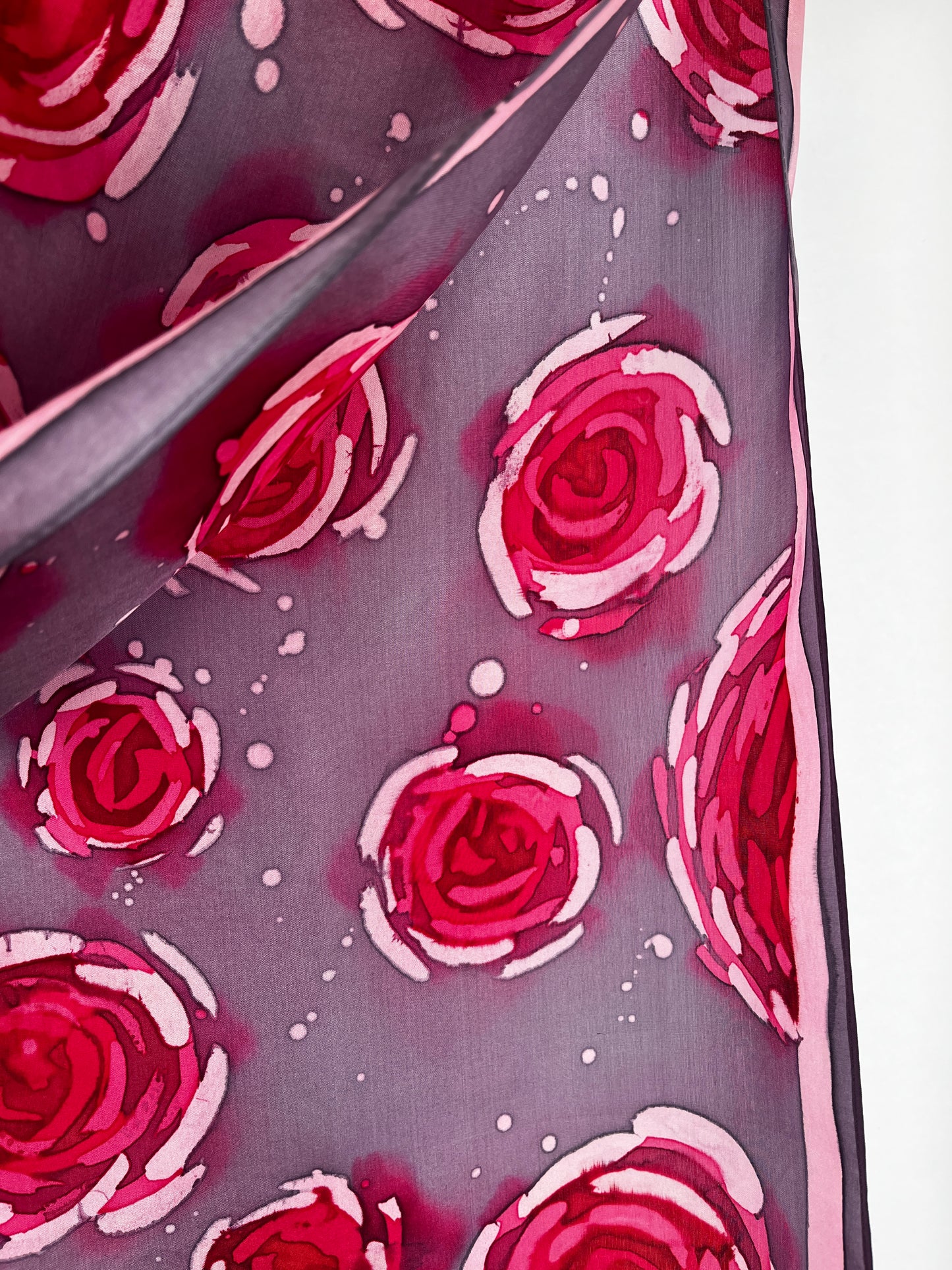 "Dusky Roses V1.0" - Hand-dyed Silk Scarf - $120