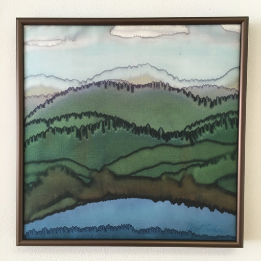 "Maine Mountain Summer Landscape" - Painting on Silk - $165