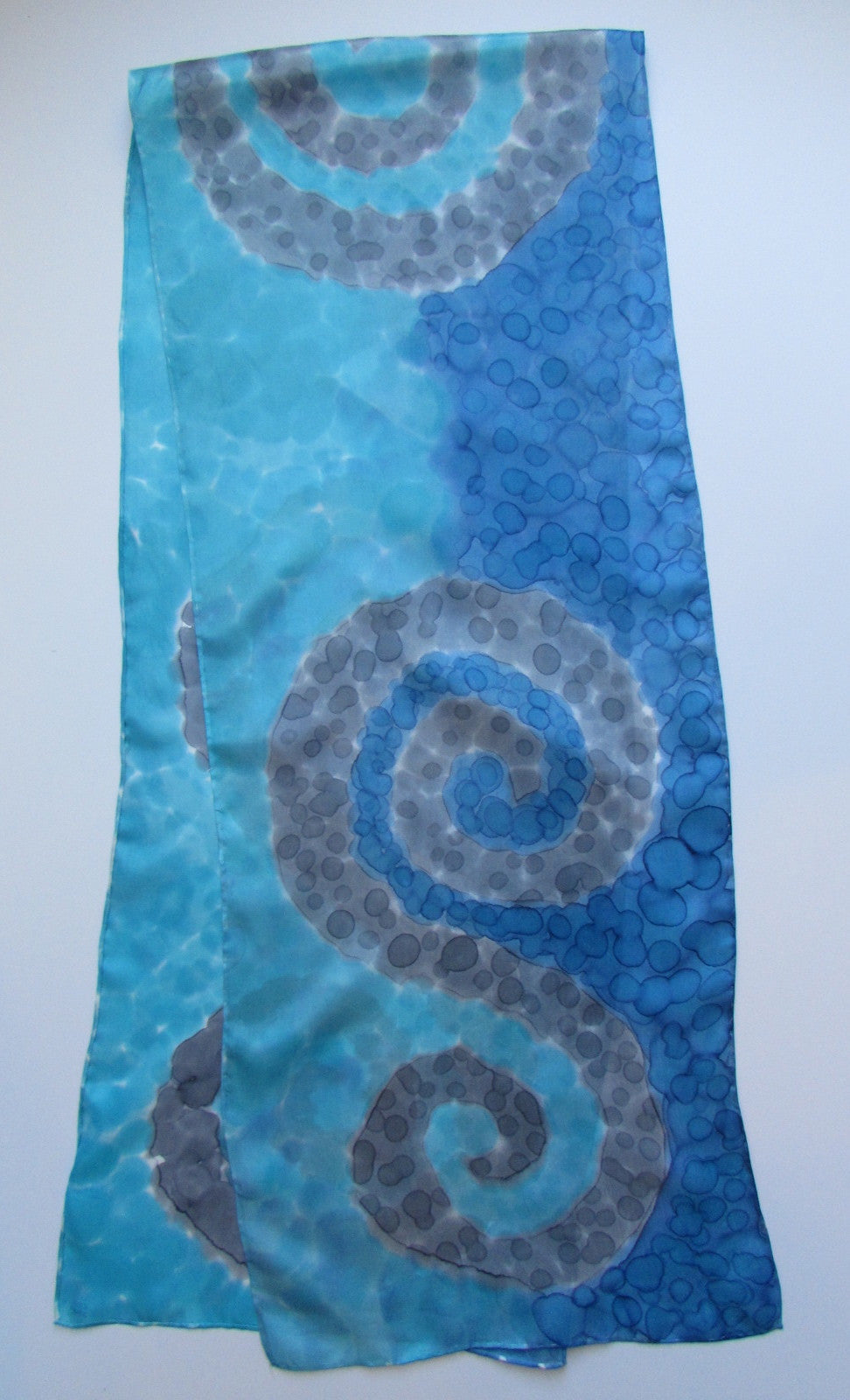"Coastal Fog" - Hand-dyed Silk Scarf - $125