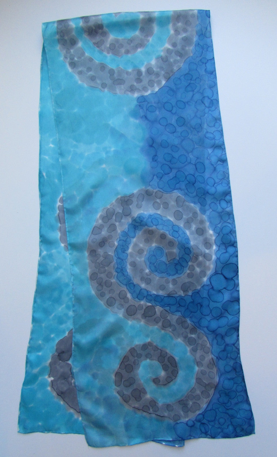 "Coastal Fog" - Hand-dyed Silk Scarf - $130