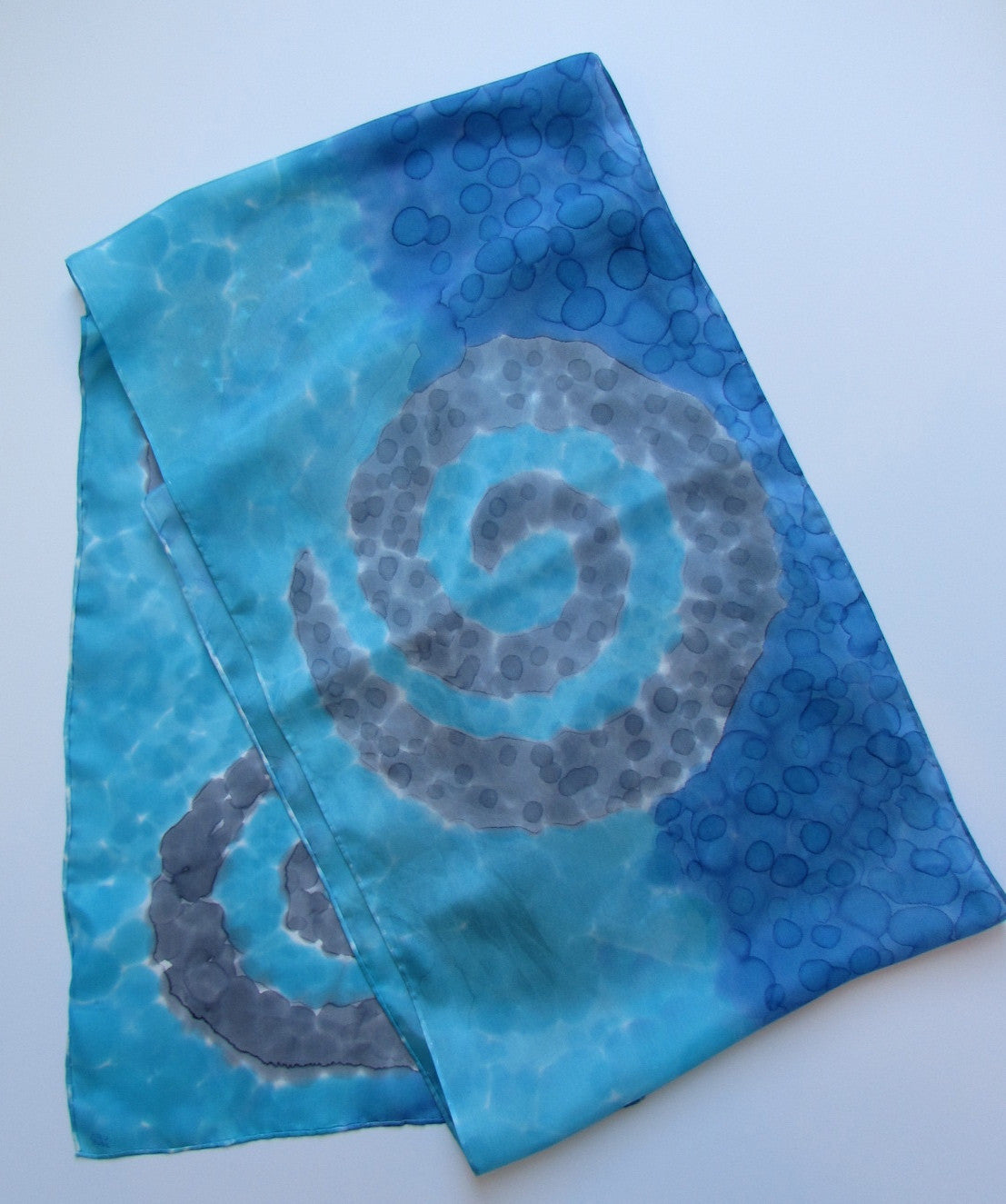 "Coastal Fog" - Hand-dyed Silk Scarf - $130