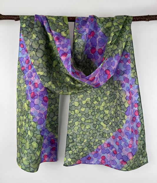 "Purple Primrose Path" - Hand-dyed Silk Scarf - $115
