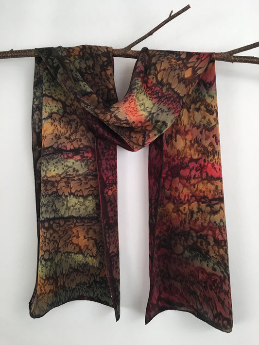 "Jewel Tone Garden" - Hand-dyed Silk Scarf - $120