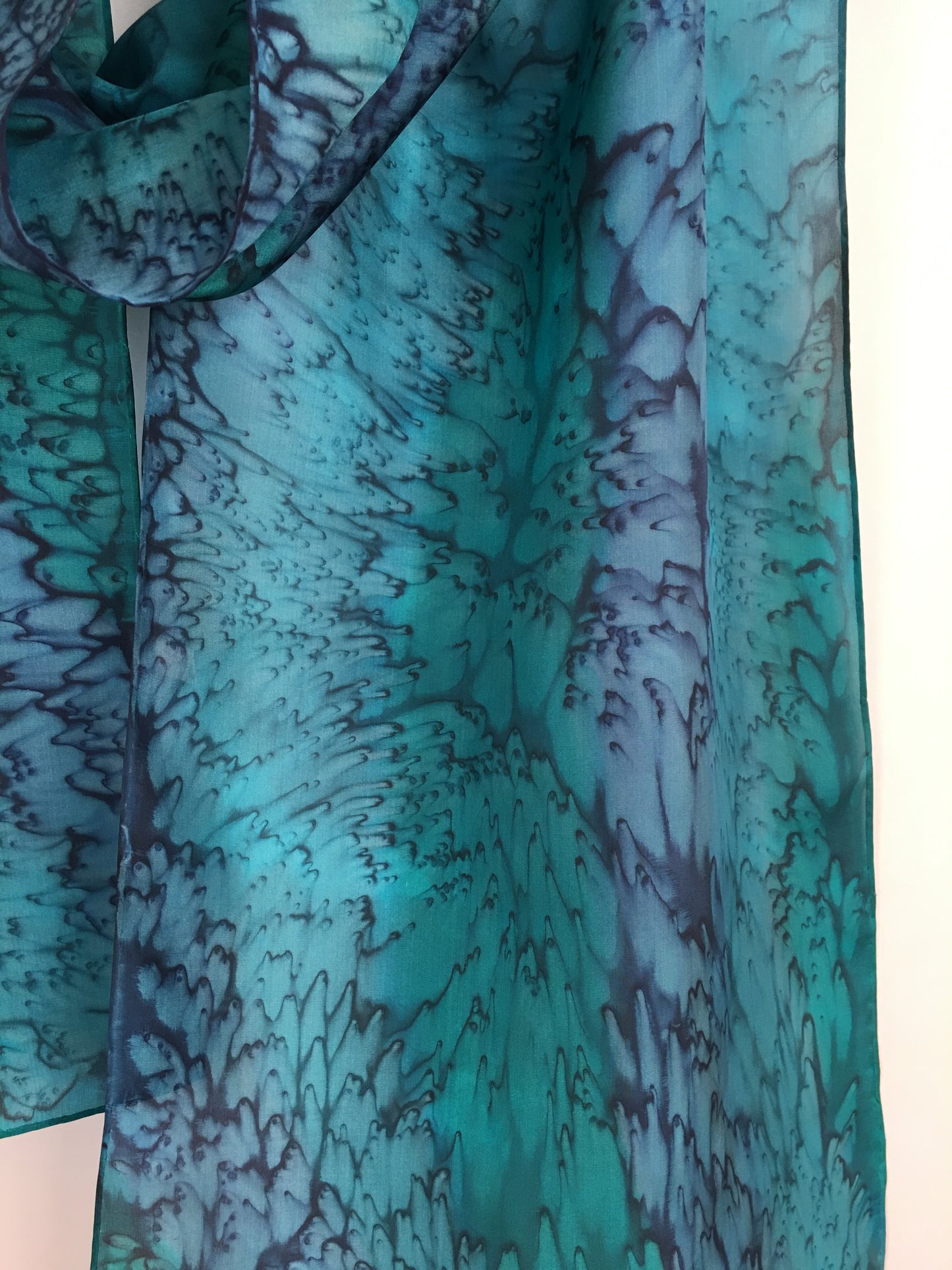 "Mermaid Ocean Reef" - Hand-dyed Silk Scarf - $115