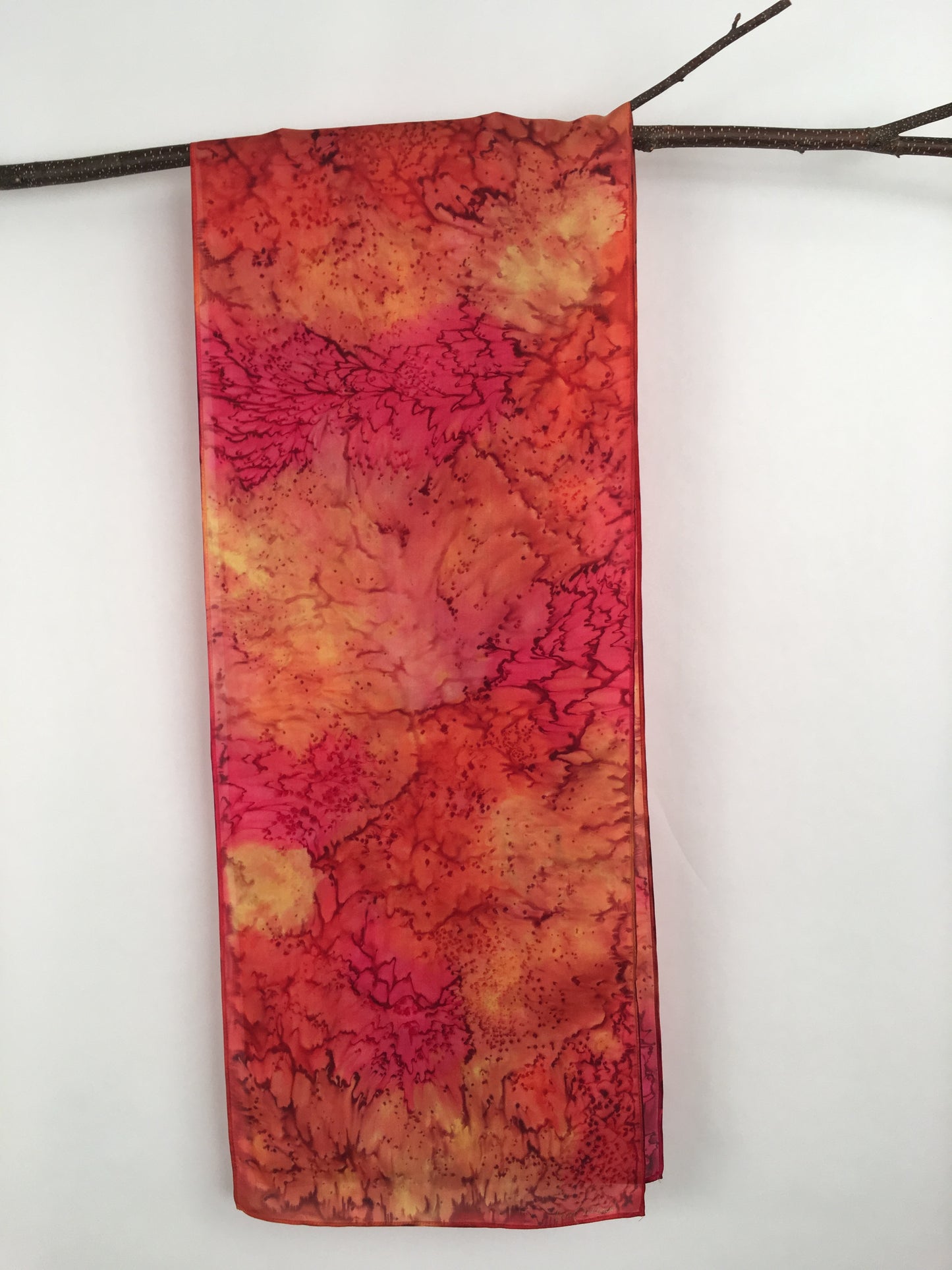 "Red Hot Mermaid" - Hand-dyed Silk Scarf - $115