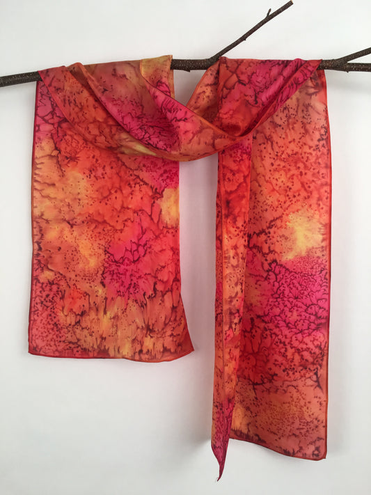 "Red Hot Mermaid" - Hand-dyed Silk Scarf - $115