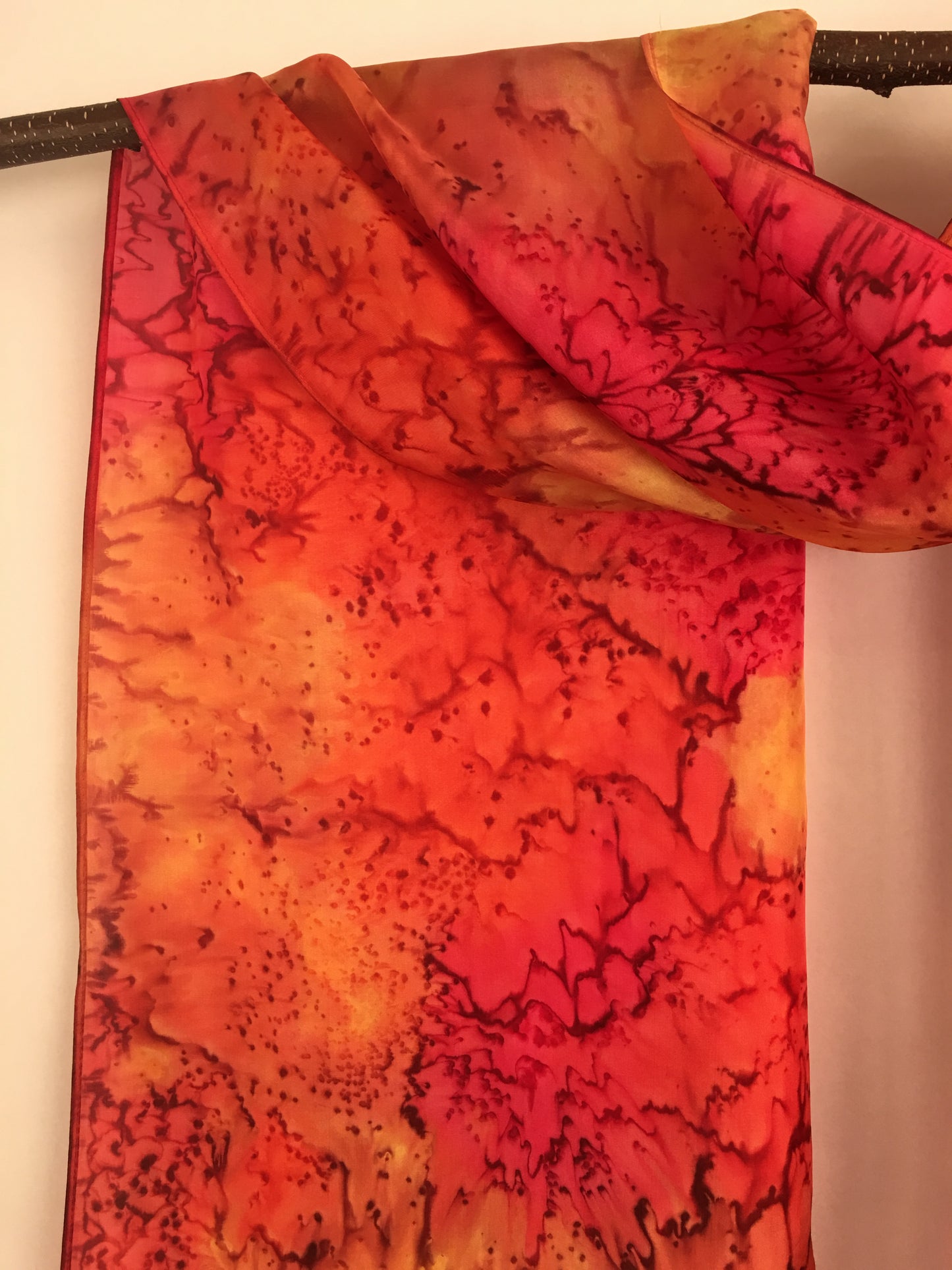 "Red Hot Mermaid" - Hand-dyed Silk Scarf - $115