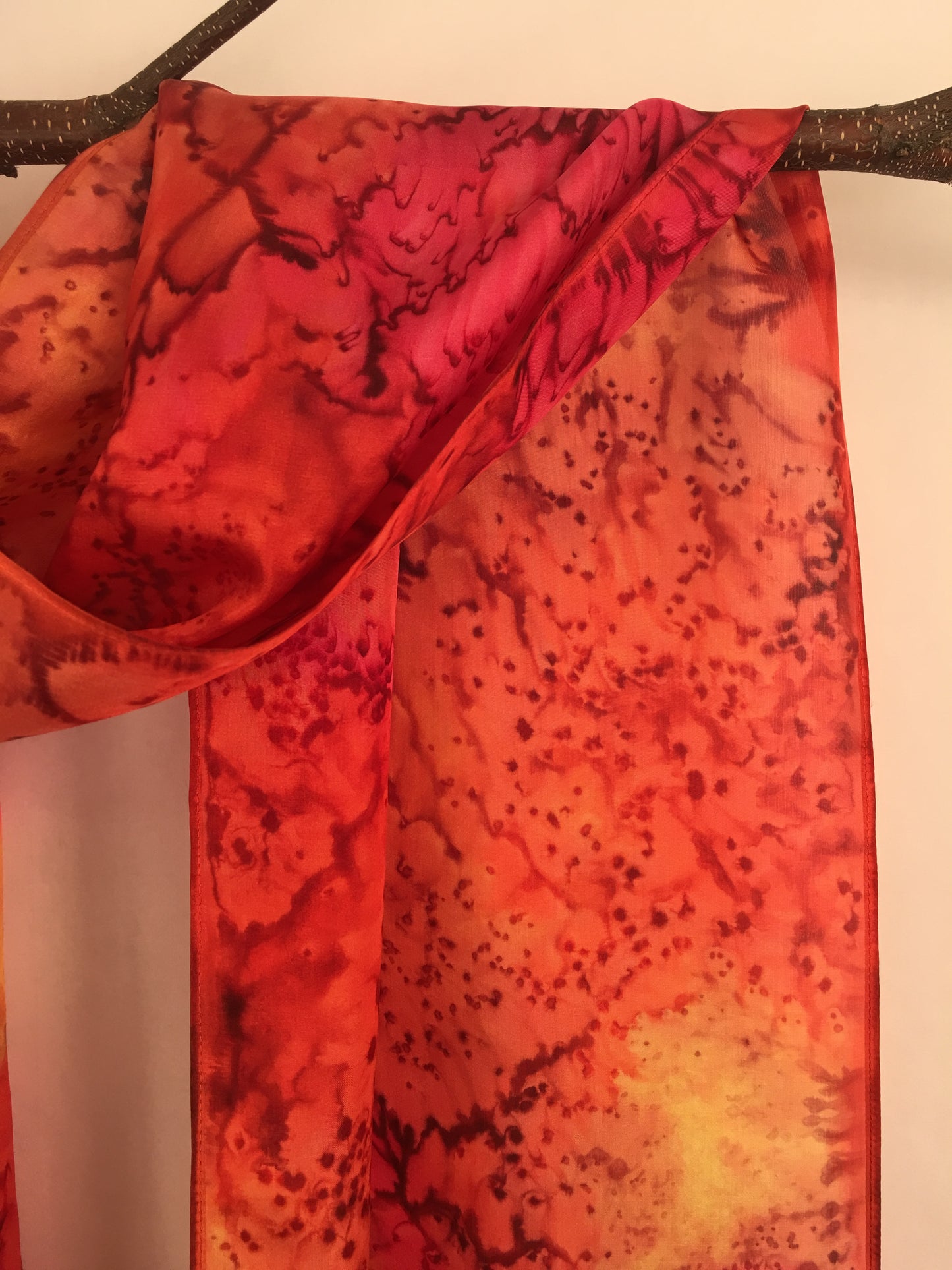 "Red Hot Mermaid" - Hand-dyed Silk Scarf - $115