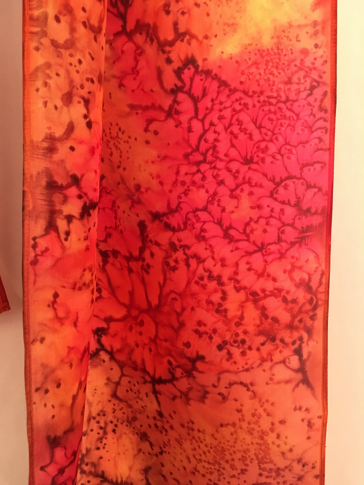 "Red Hot Mermaid" - Hand-dyed Silk Scarf - $115