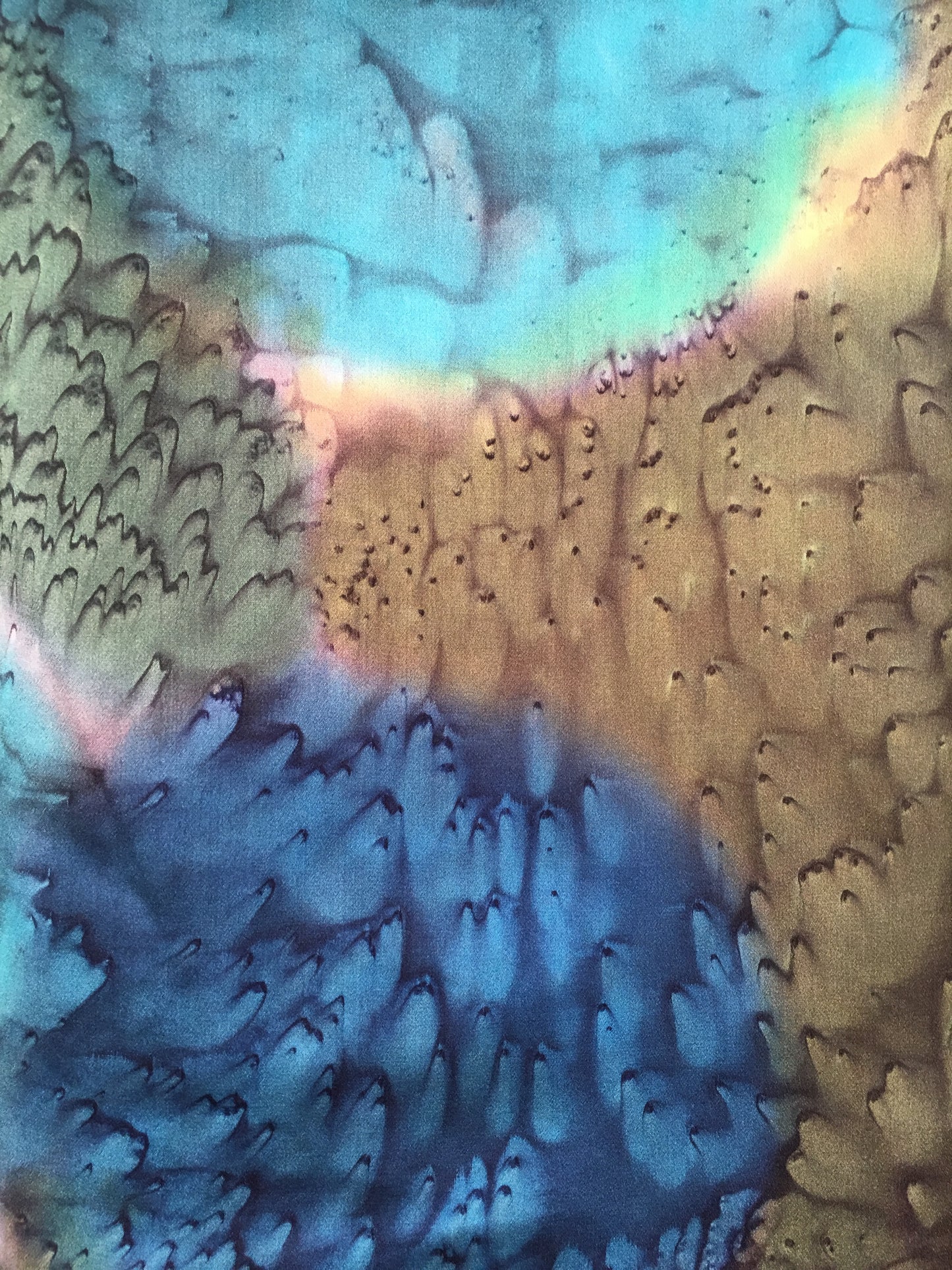"Iridescent Mermaid" - Hand-dyed Silk Scarf - $115