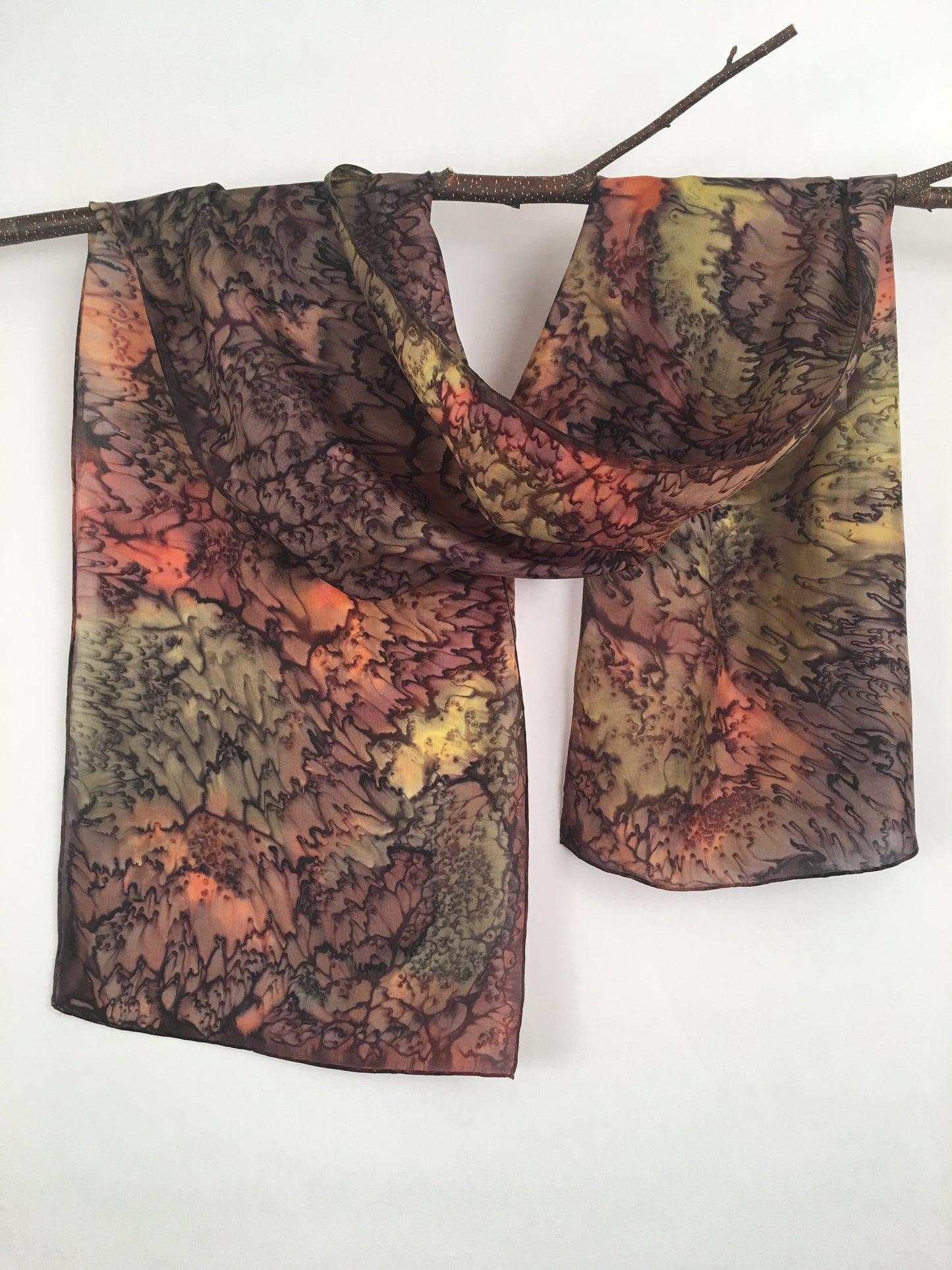 "Autumn Light" - Hand-dyed Silk Scarf - $115