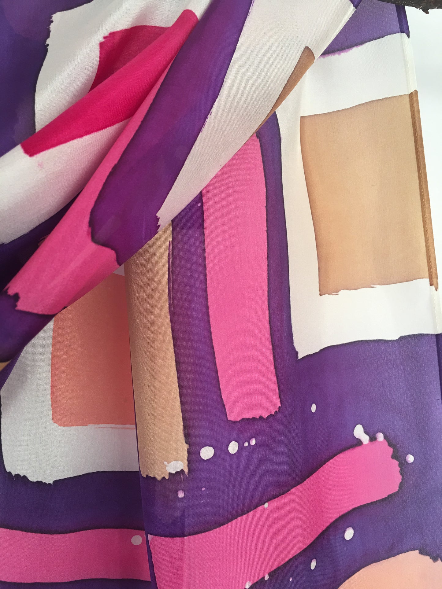 "Purple Mod Squares" - Hand-dyed Silk Scarf - $125