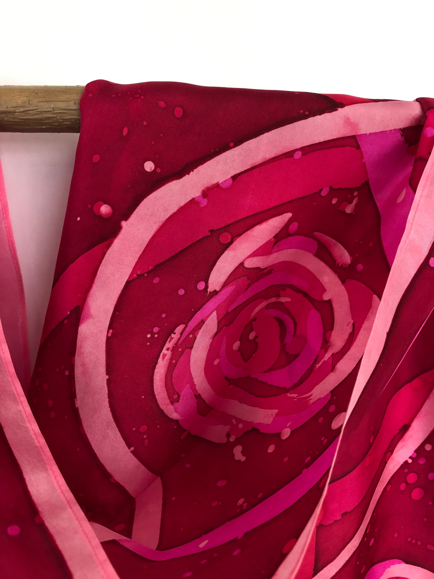 “Roses and Ribbons” -  Hand-dyed Silk Scarf - $120