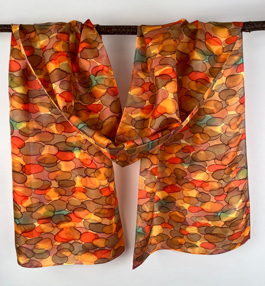 "Autumn Woods" - Hand-dyed Silk Scarf - $120