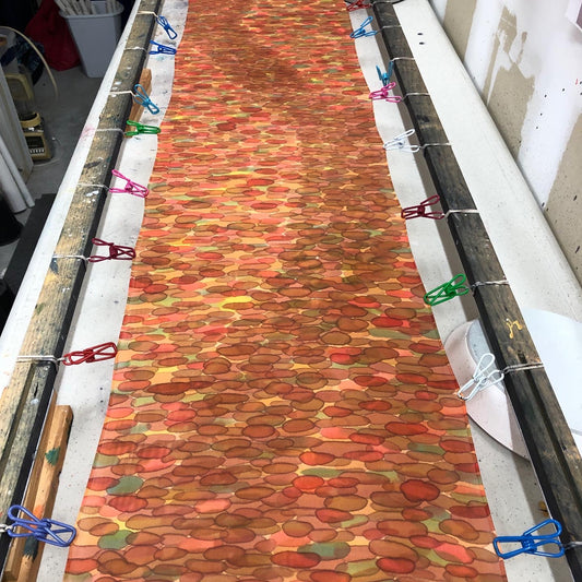 “Autumn Woods Trail” - Hand-dyed Silk Scarf - $120