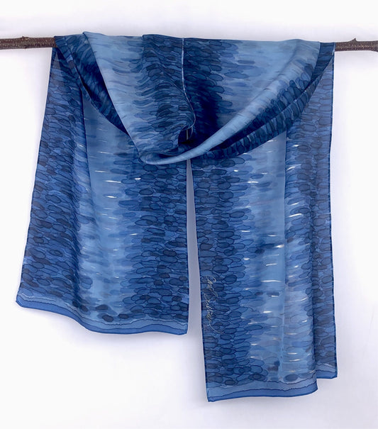 “Moonbeams on the Water - Hand Dyed Silk Scarf - $130