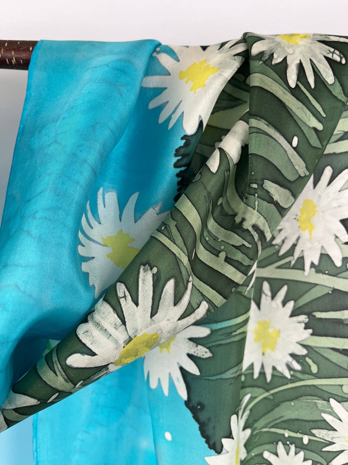 “Field of Daisies” - Hand-dyed Silk Scarf - $135