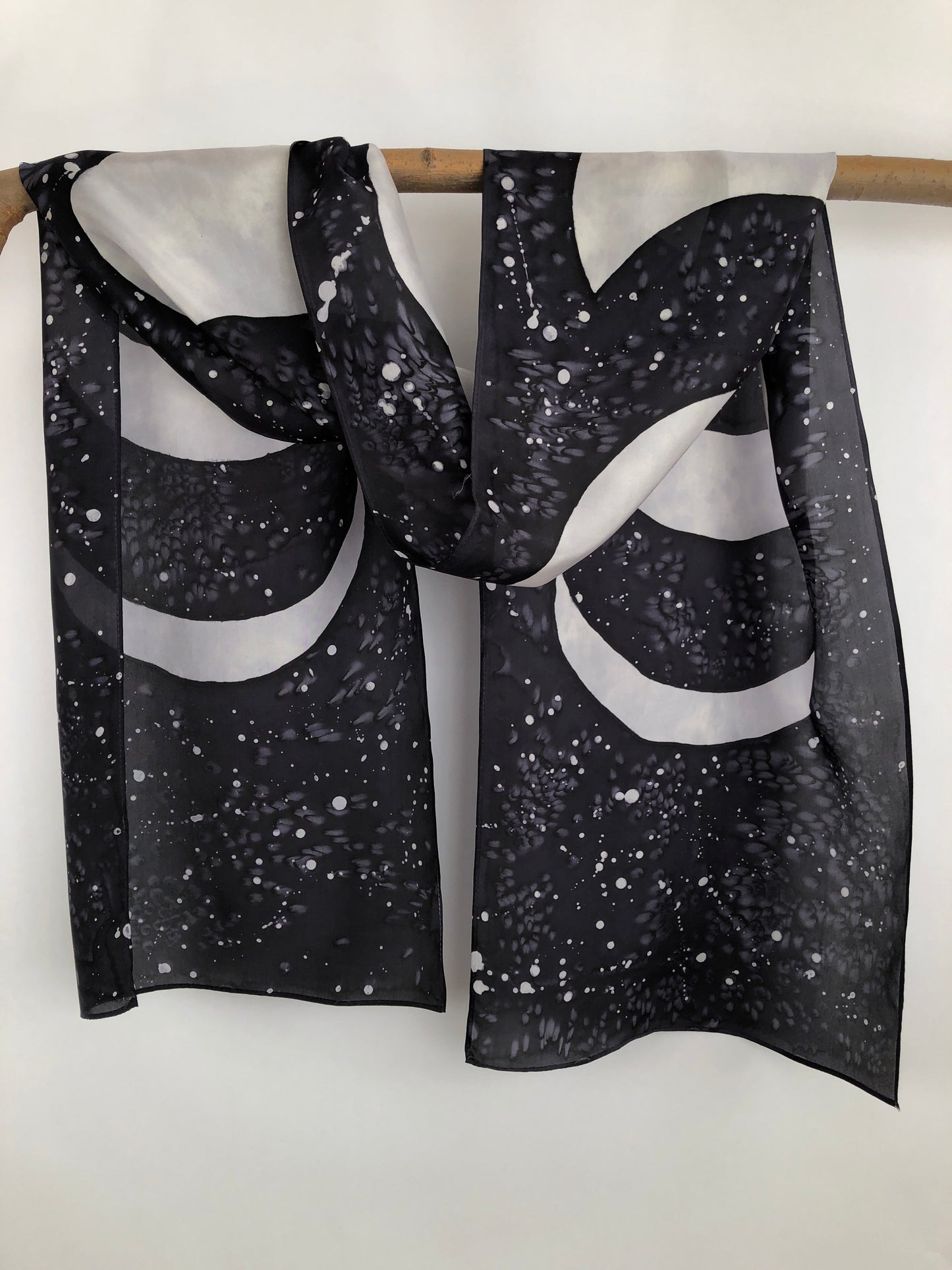 “Moon Phases" - Hand Dyed Silk Scarf $150