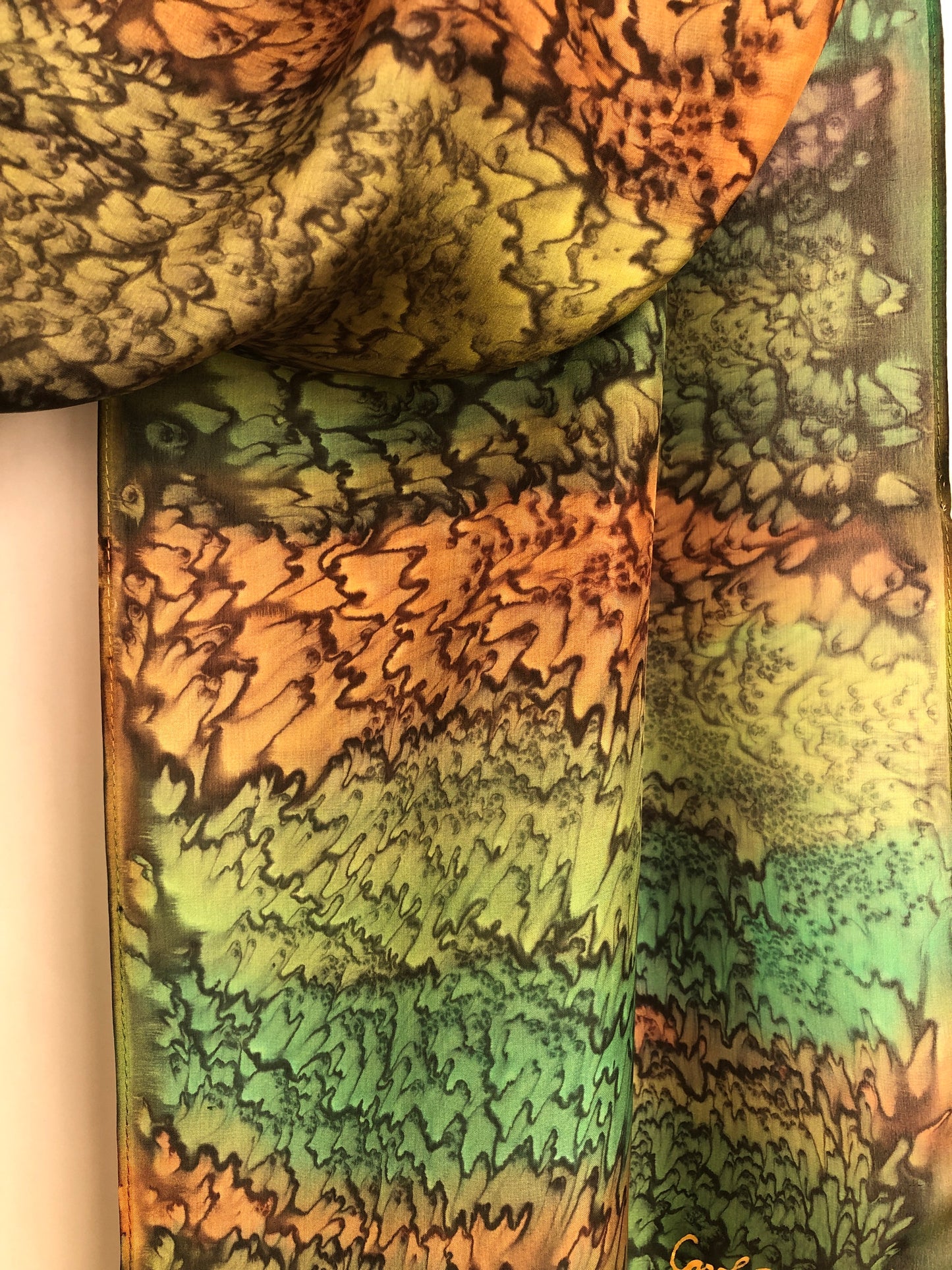 "Woodsy Mermaid" - Hand-dyed Silk Scarf - $115