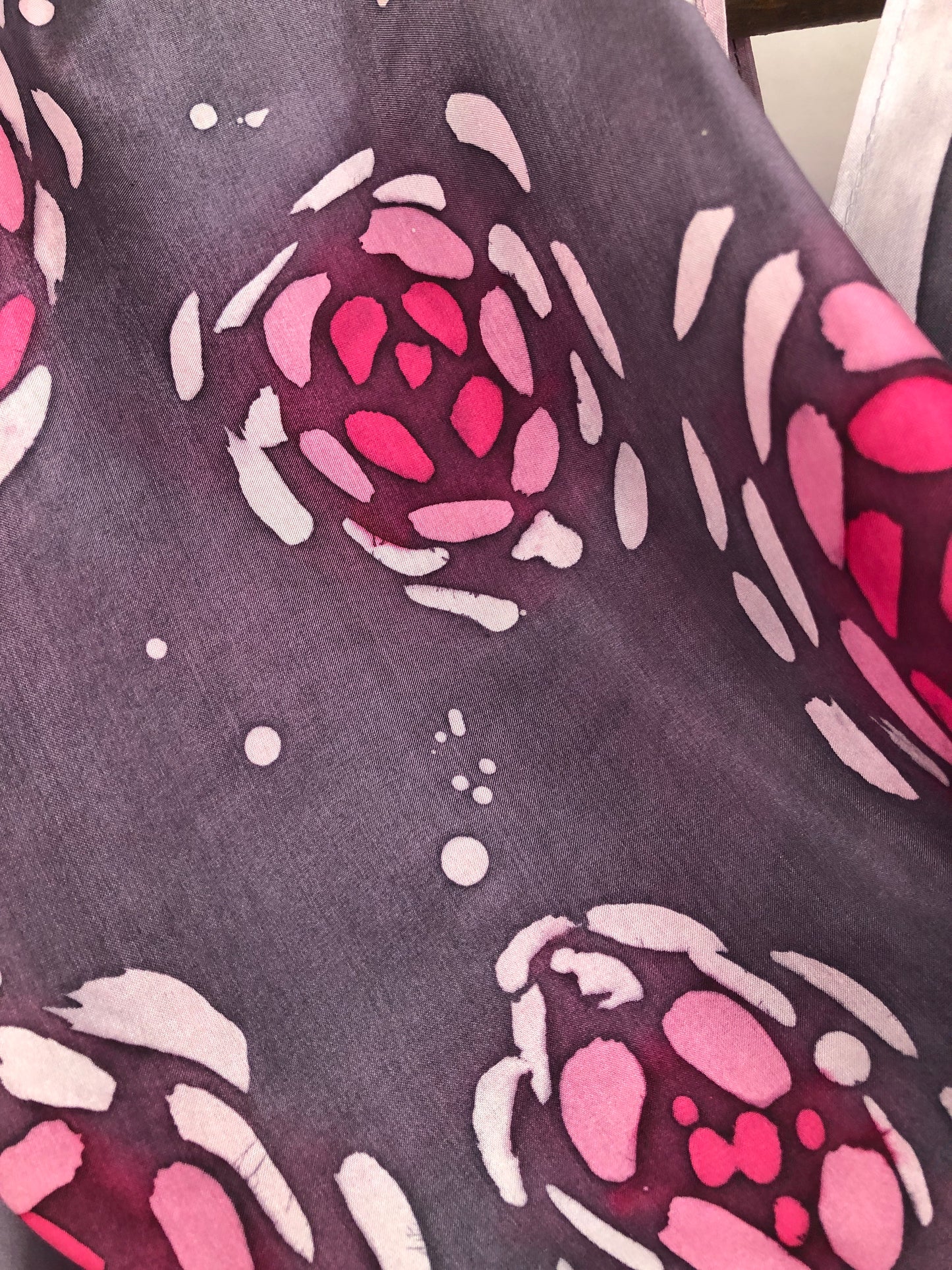 “Dusky Roses V2" - Hand-dyed Silk Scarf - $125