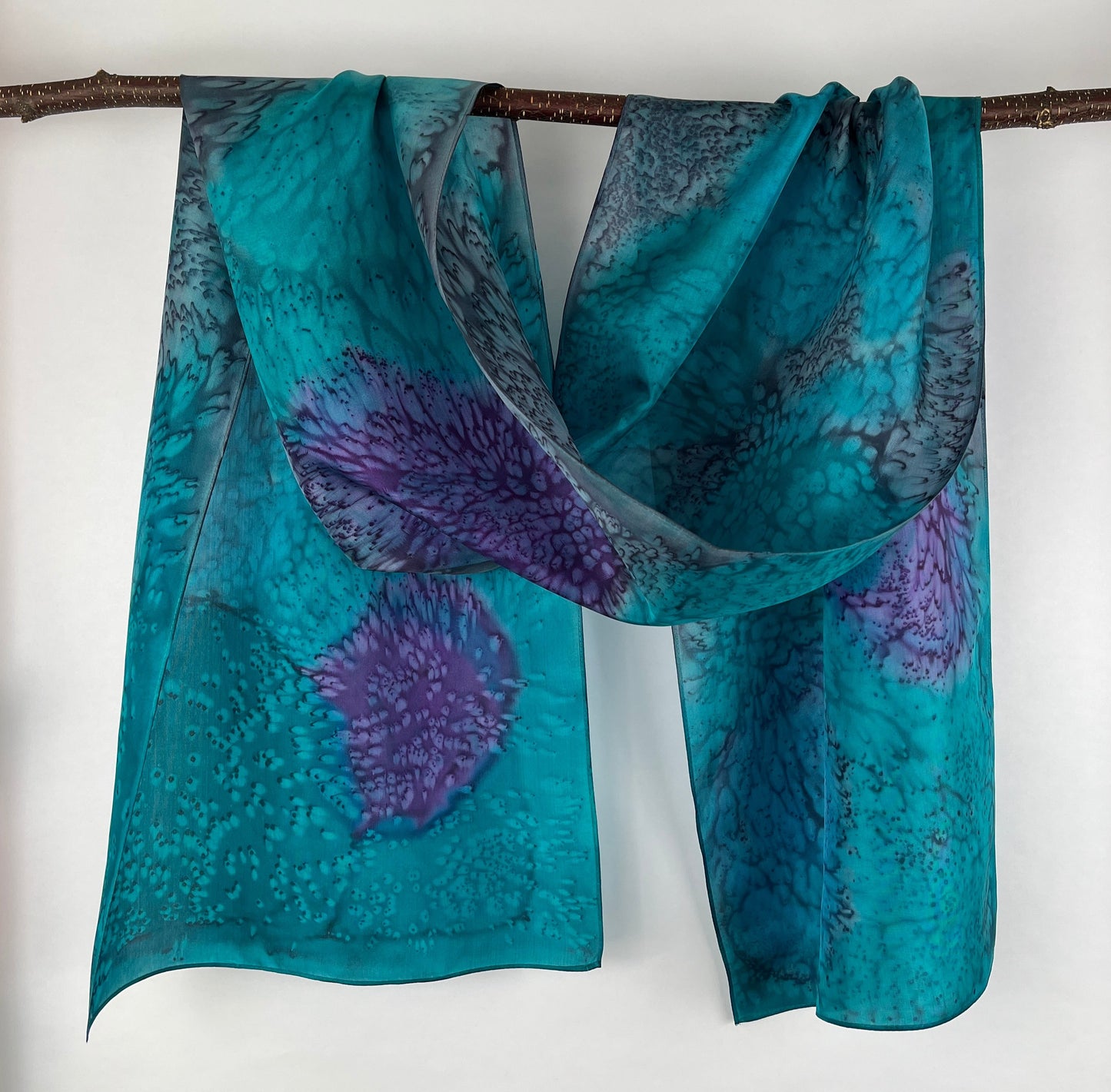 “Purple and Blue Mermaid” - Hand-dyed Silk Scarf - $115