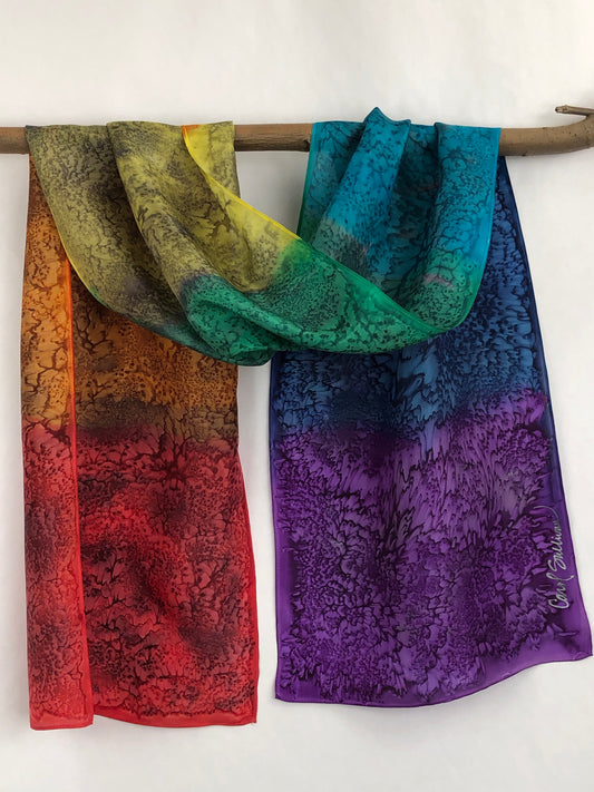“Mermaid Chakras" - Hand-dyed Silk Scarf - $115