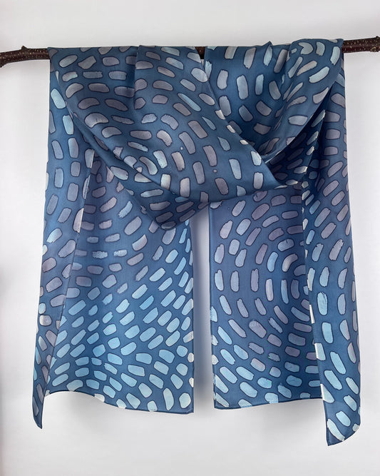 “Snow Squall” - Hand-dyed Silk Scarf - $120