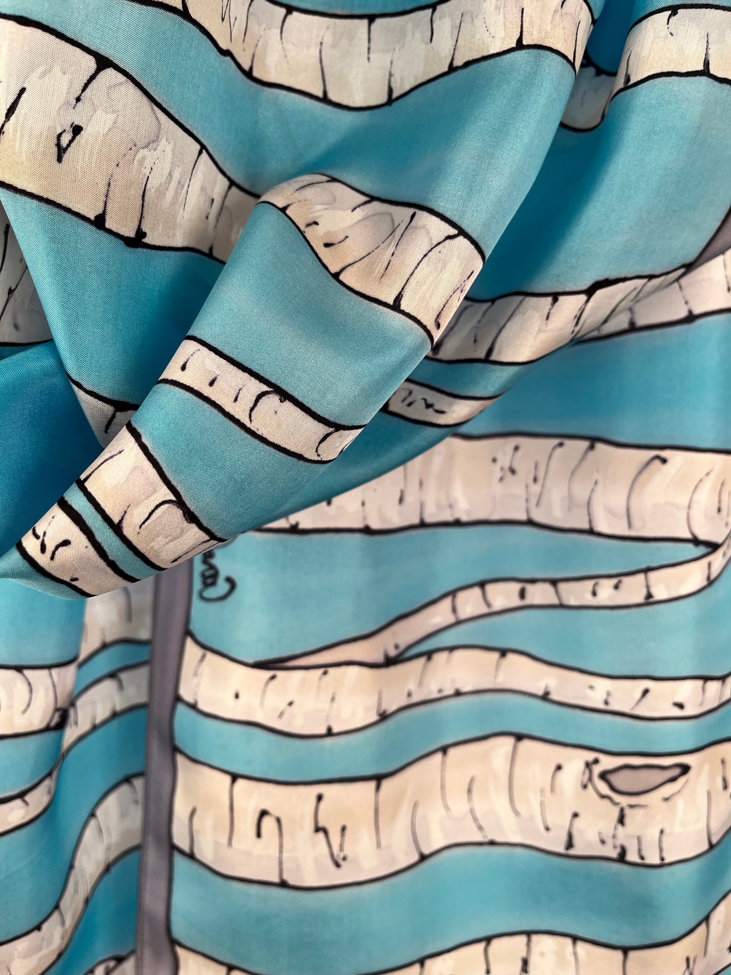 "Winter Birches" - Hand-dyed Silk Scarf - $130