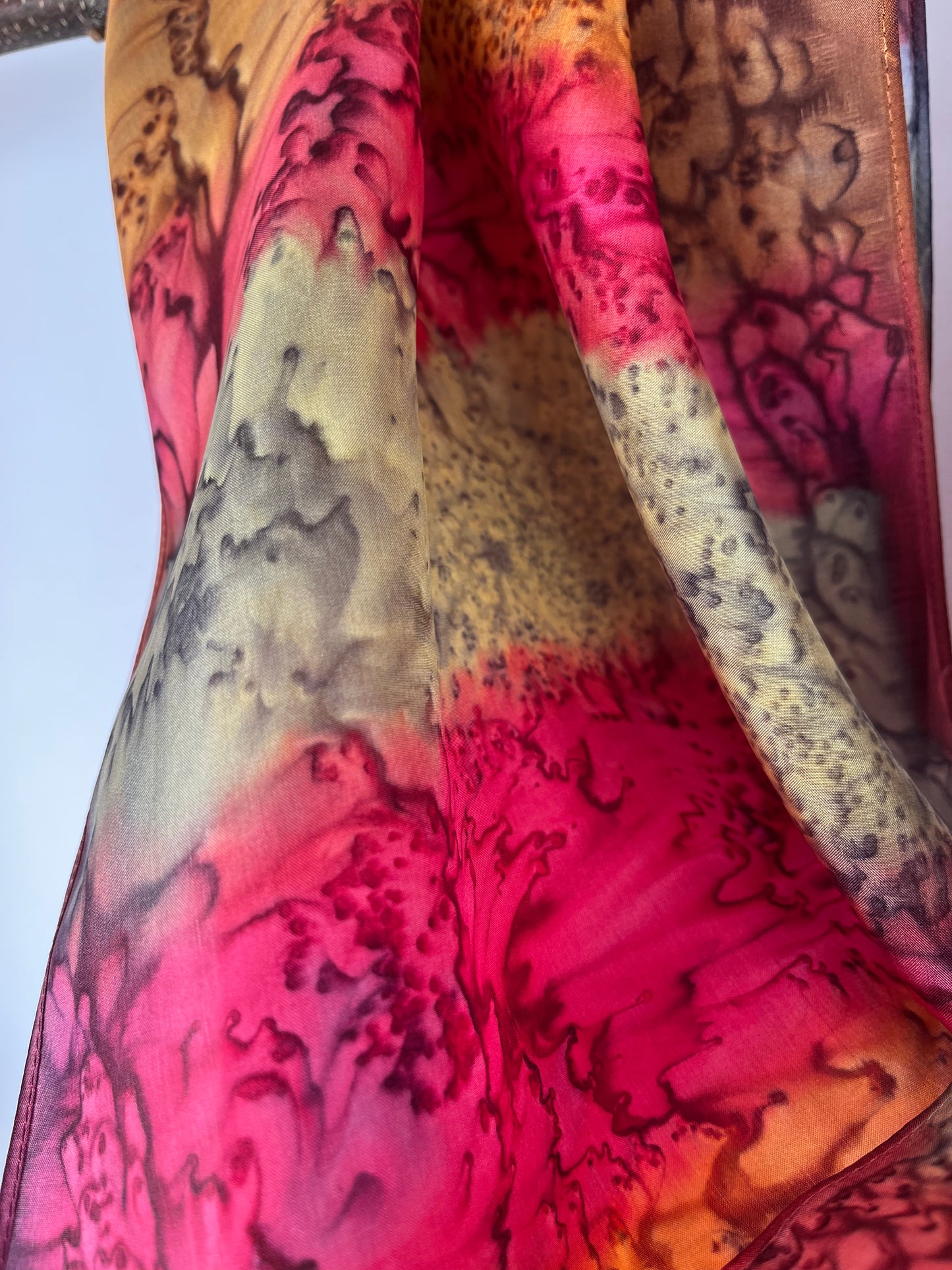 "Mermaid - Summer Garden” - Hand-dyed Silk Scarf - $120