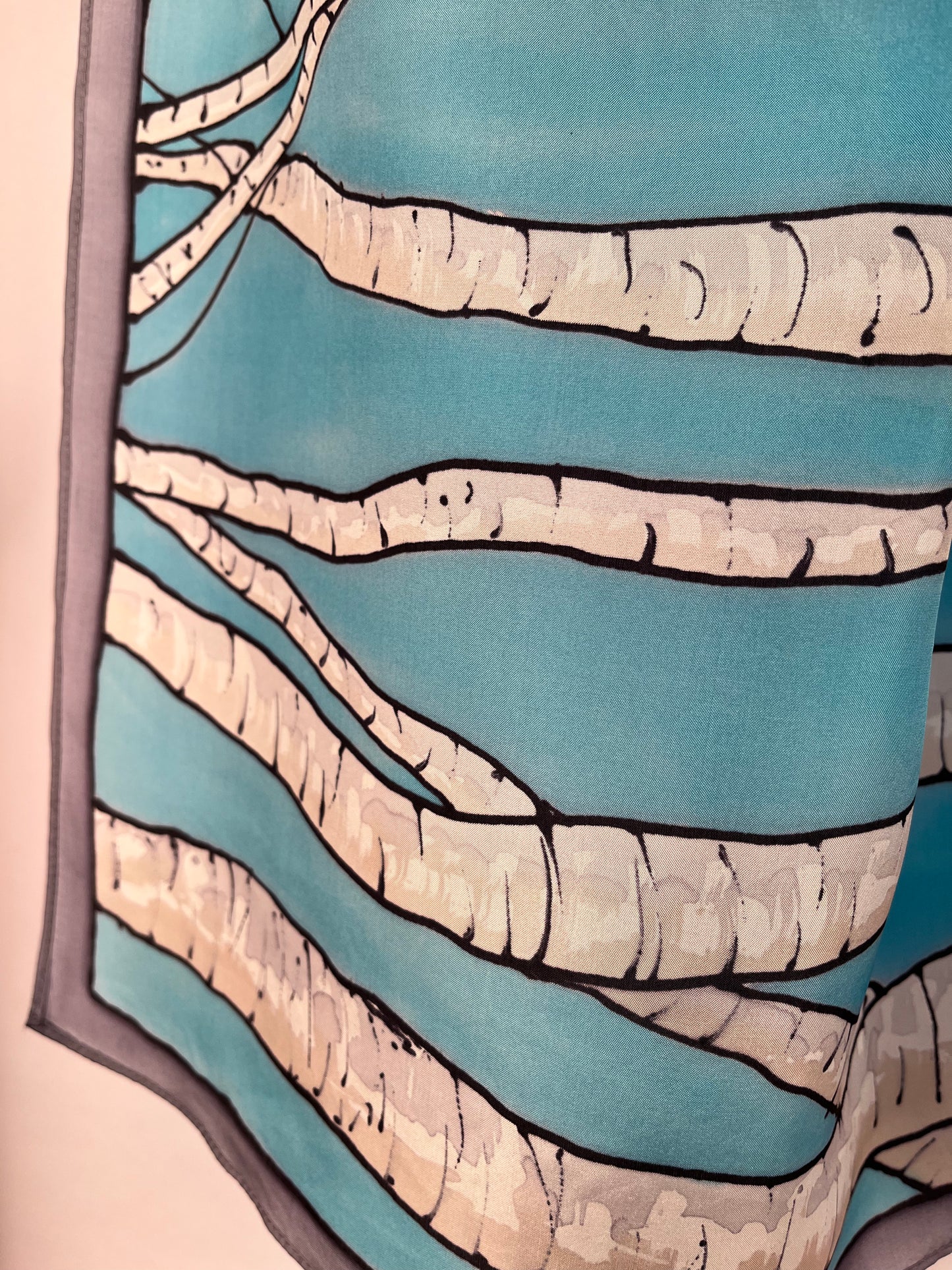 "Winter Birches" - Hand-dyed Silk Scarf - $135