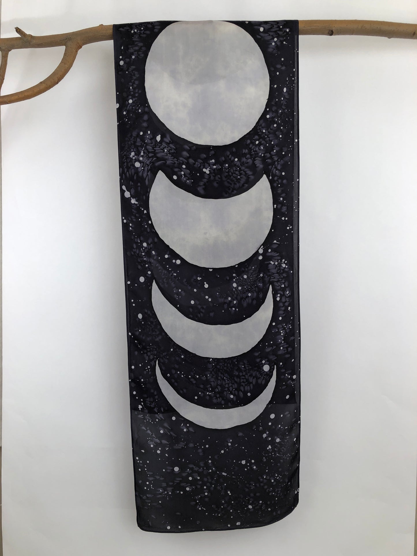 “Moon Phases" - Hand Dyed Silk Scarf $150