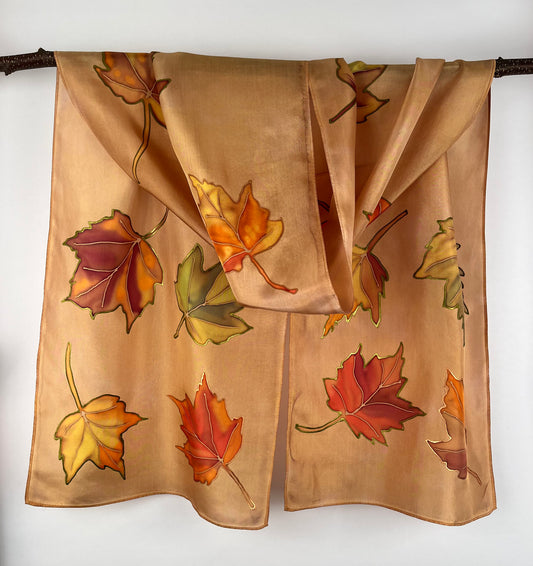 “Mountain Maples" - Hand-dyed Silk Scarf - $130