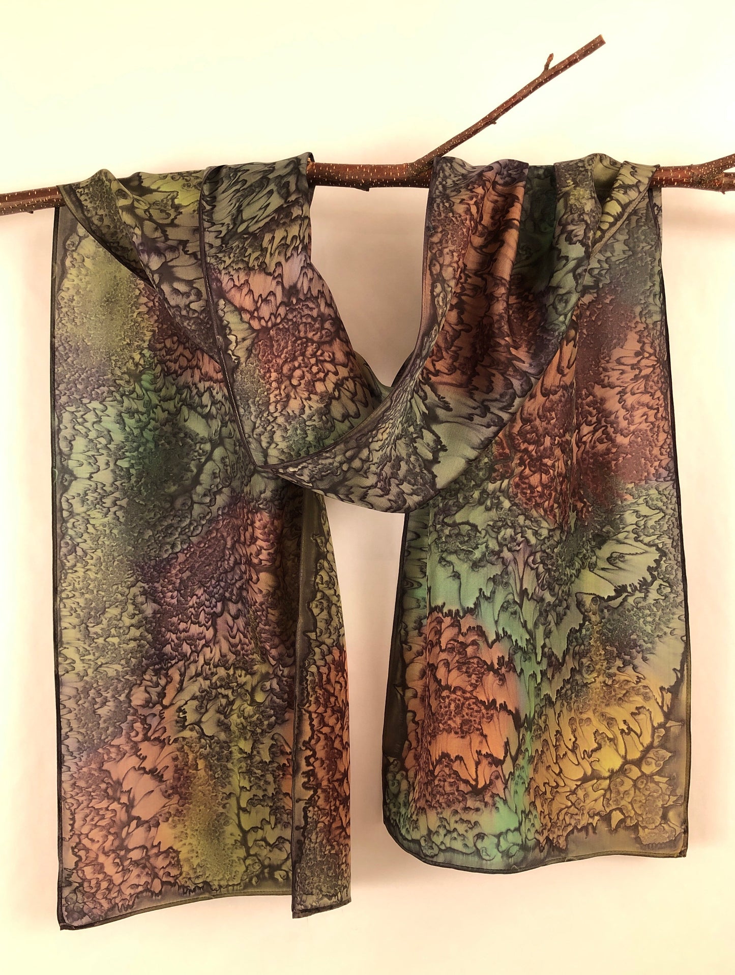 “A Walk in the Woods" - Hand-dyed Silk Scarf - $115