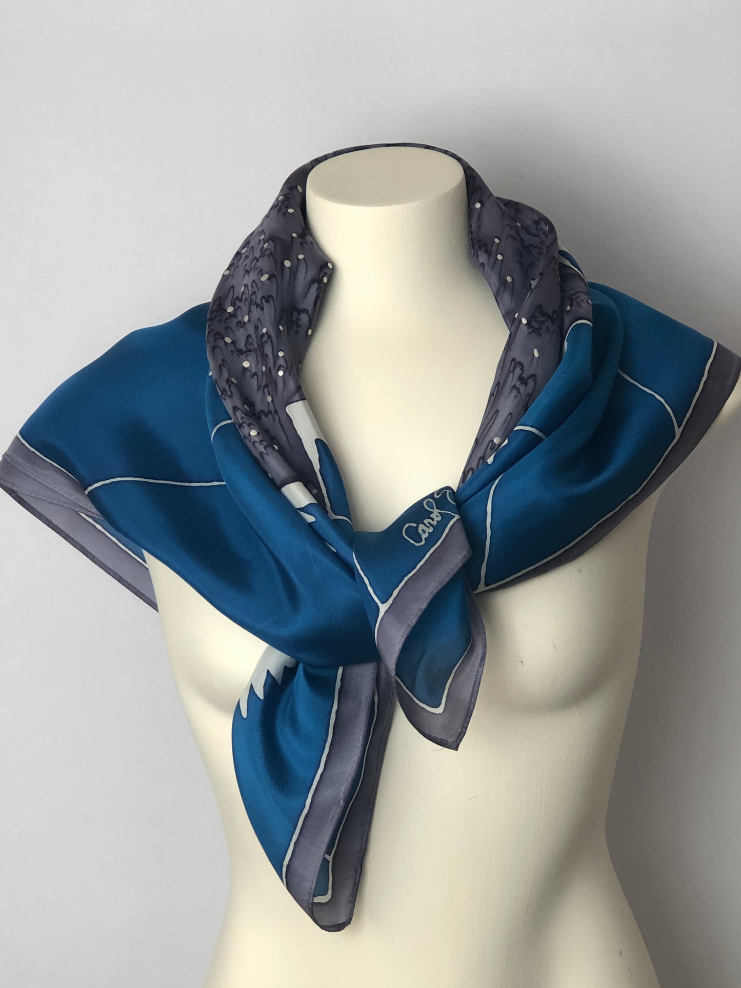 “Crown of Winter - 35” Square” - Hand-dyed Silk Scarf - $135