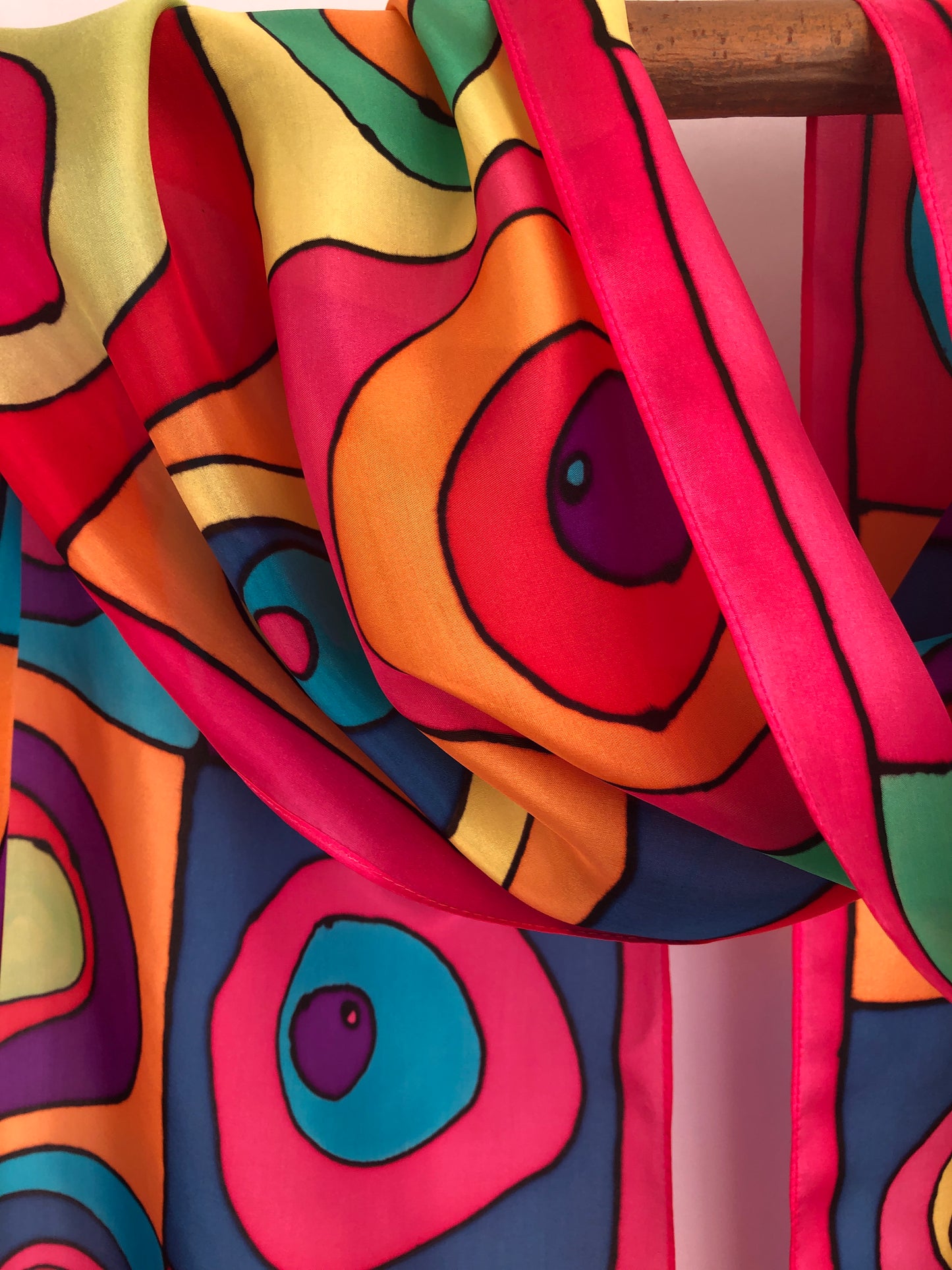 “Hot Kandinsky" - Hand-dyed Silk Scarf - $135