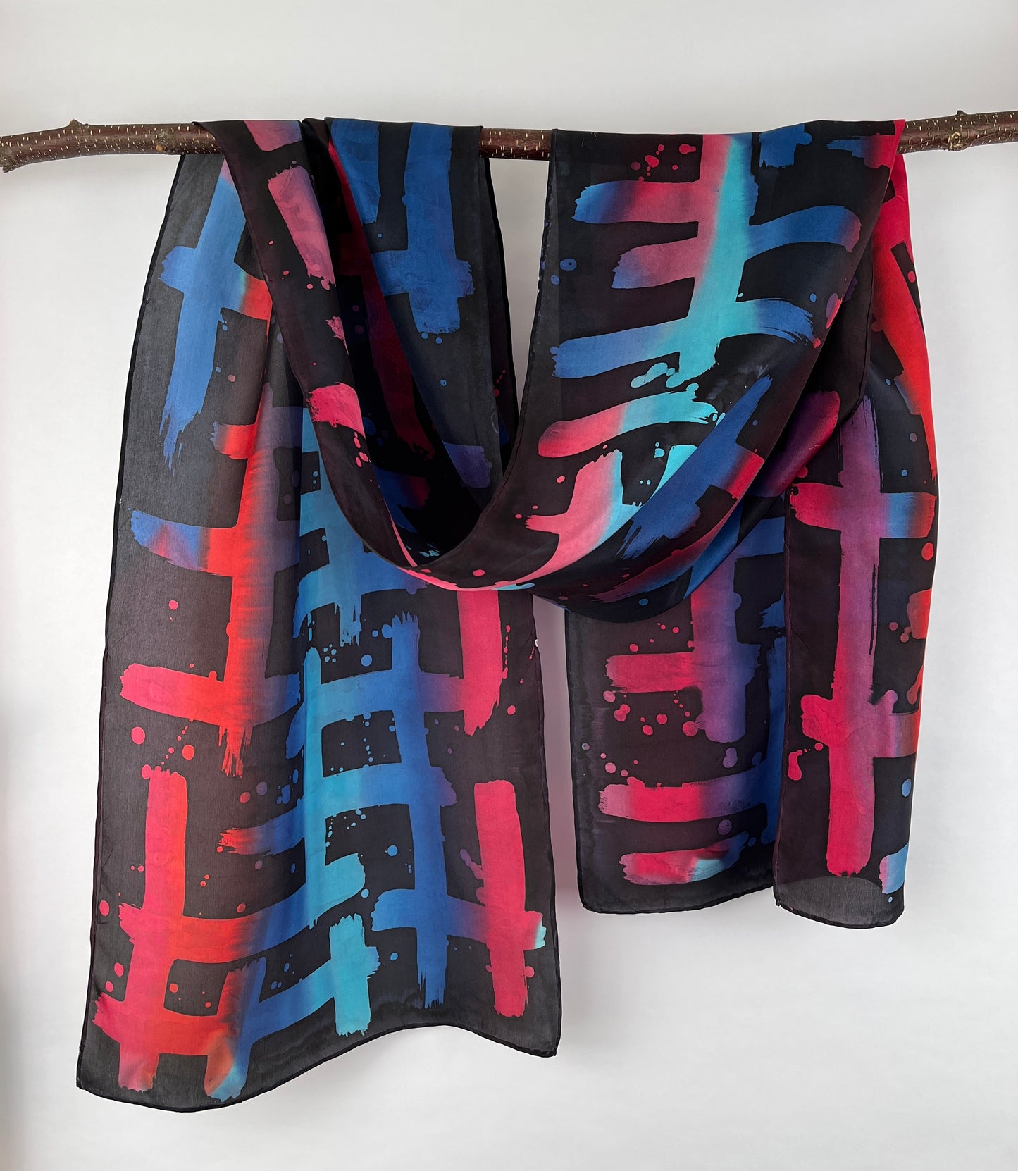 “Fire & Ice” - Hand-dyed Silk Scarf - $120