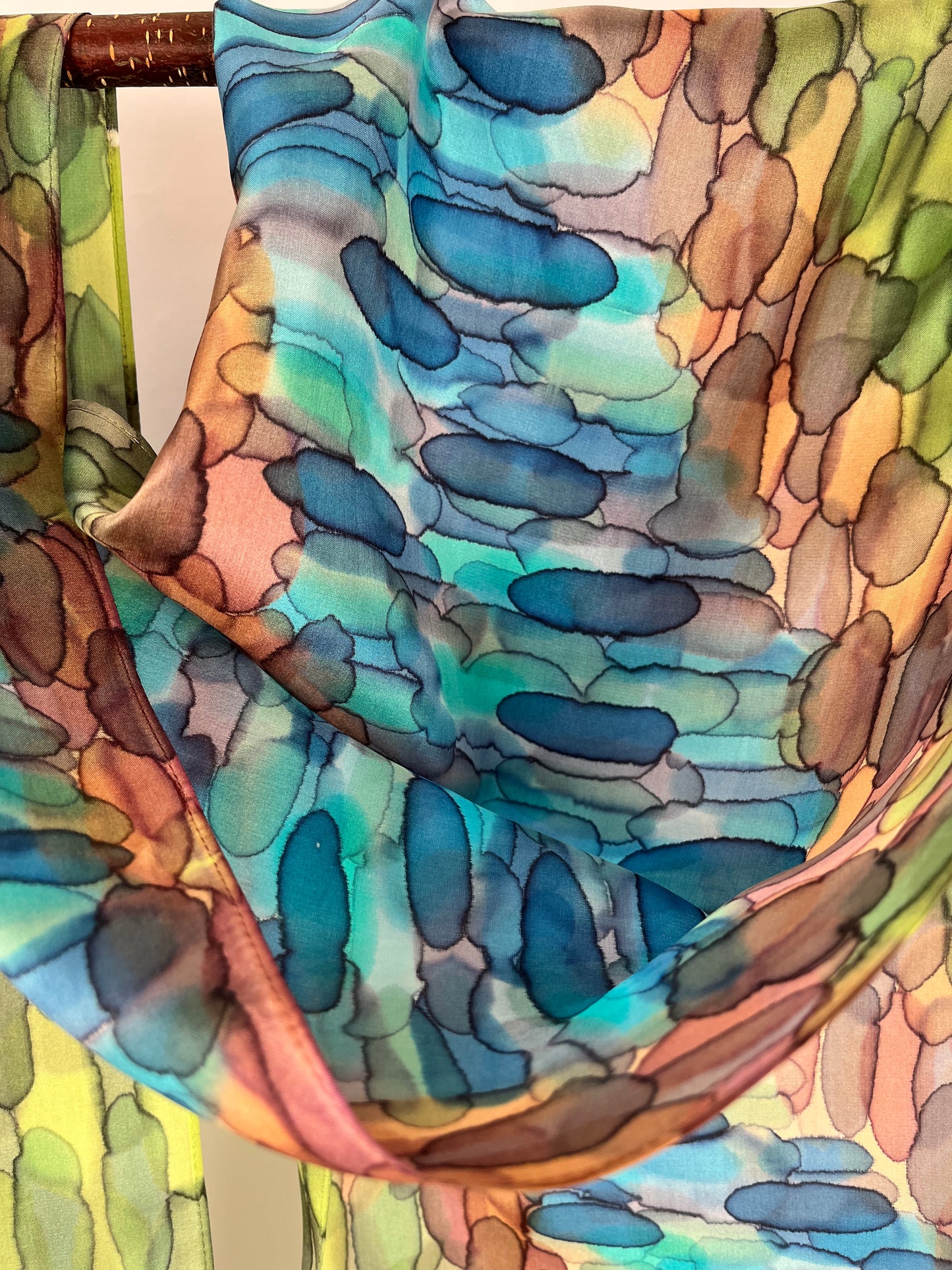 “A River Runs Through It” - Hand-dyed Silk Scarf - $125